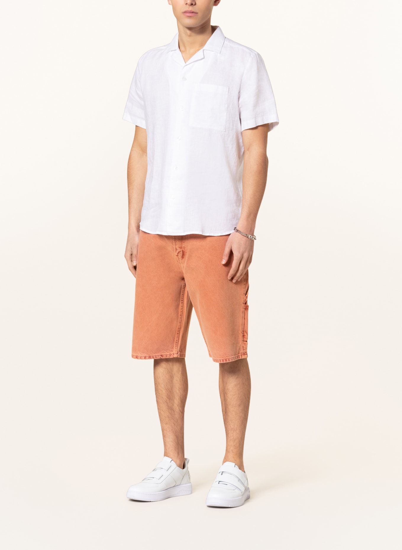HUGO Resort shirt ELLINO straight fit in linen, Color: WHITE (Image 2)