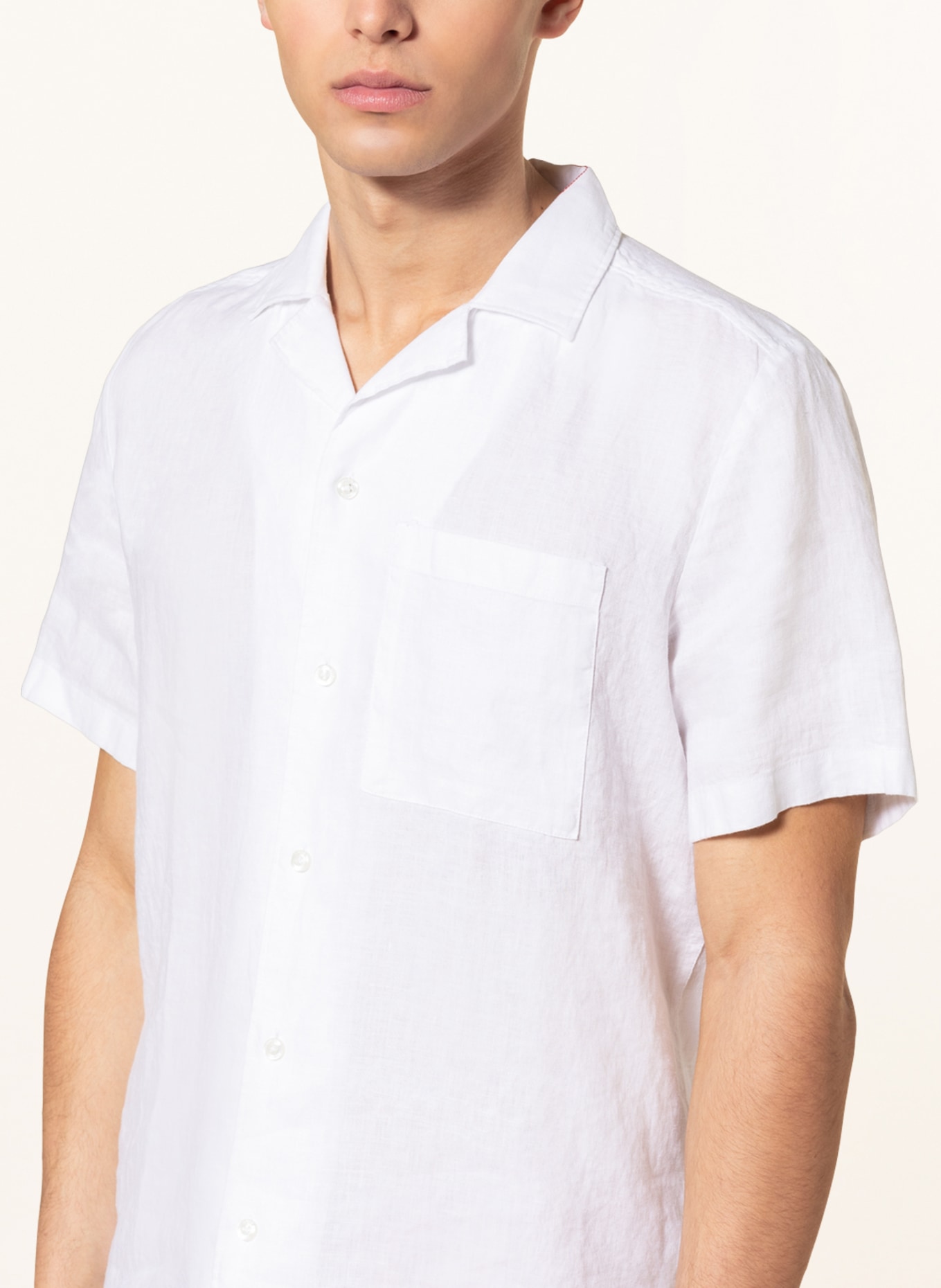 HUGO Resort shirt ELLINO straight fit in linen, Color: WHITE (Image 4)