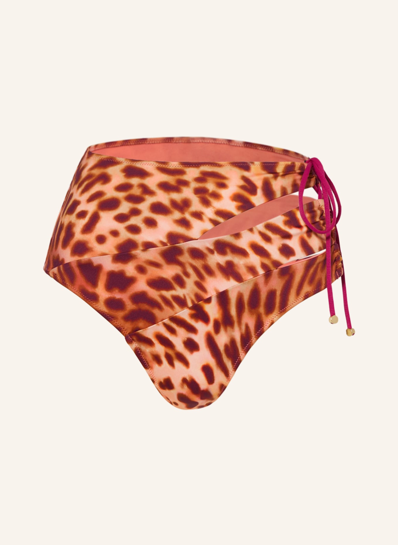 STELLA McCARTNEY SWIMWEAR Dół od bikini z wysokim stanem, Kolor: MOCNORÓŻOWY/ BRĄZOWY/ LILA (Obrazek 1)