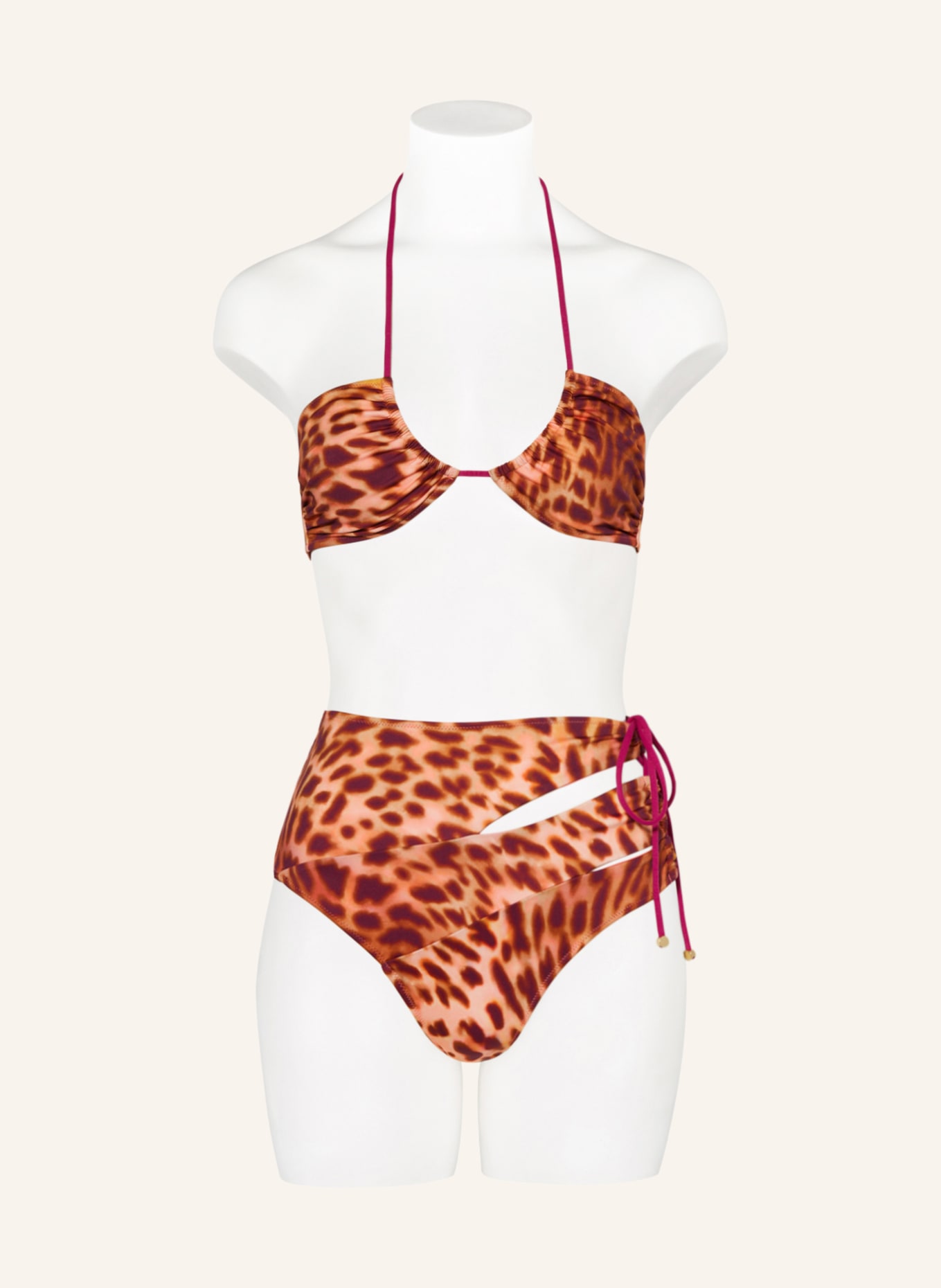 STELLA McCARTNEY SWIMWEAR High waist bikini bottoms, Color: PINK/ BROWN/ PURPLE (Image 2)