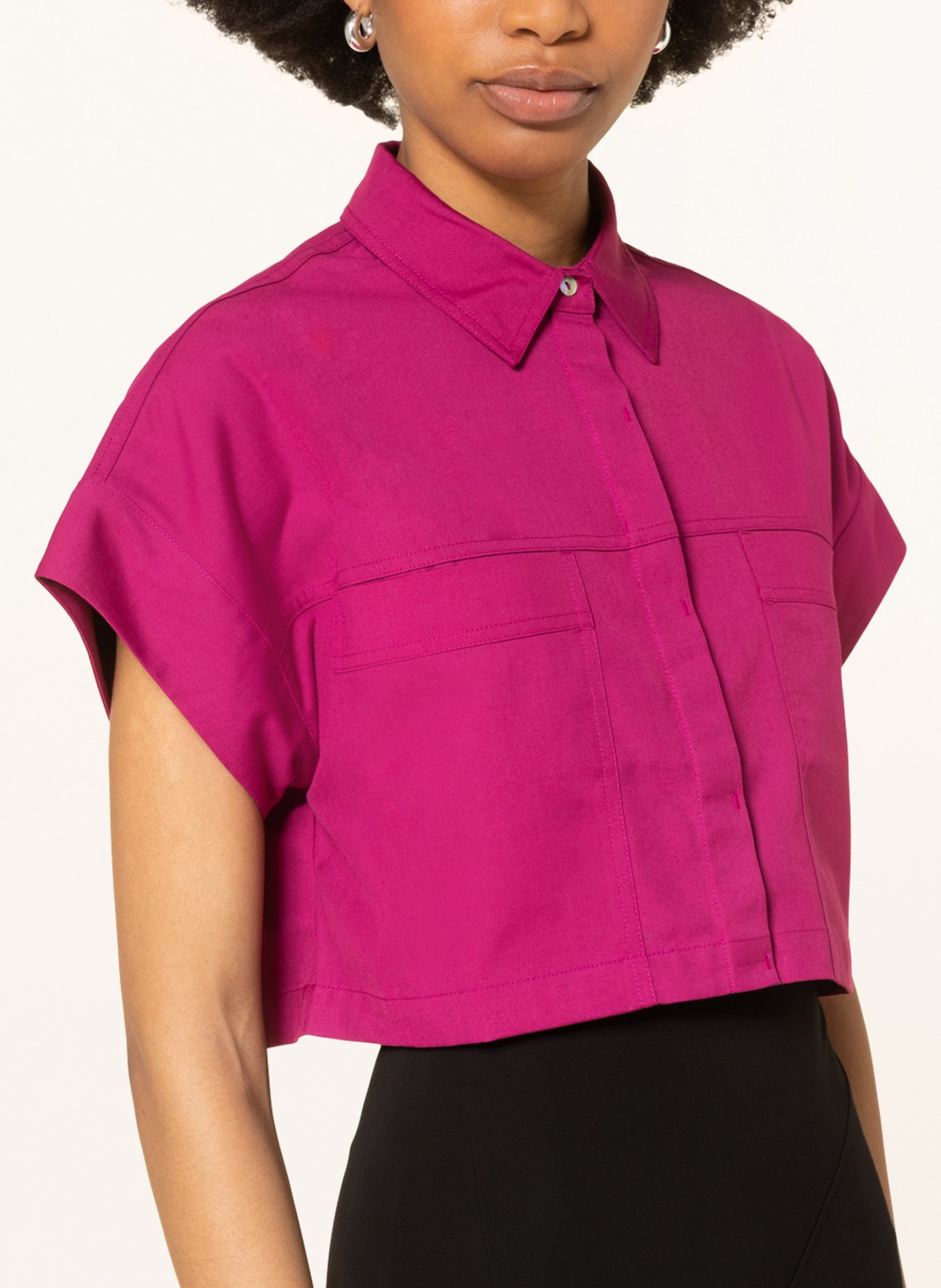 DAILY PAPER Cropped košilová halenka PERDI, Barva: TMAVĚ ČERVENÁ (Obrázek 4)