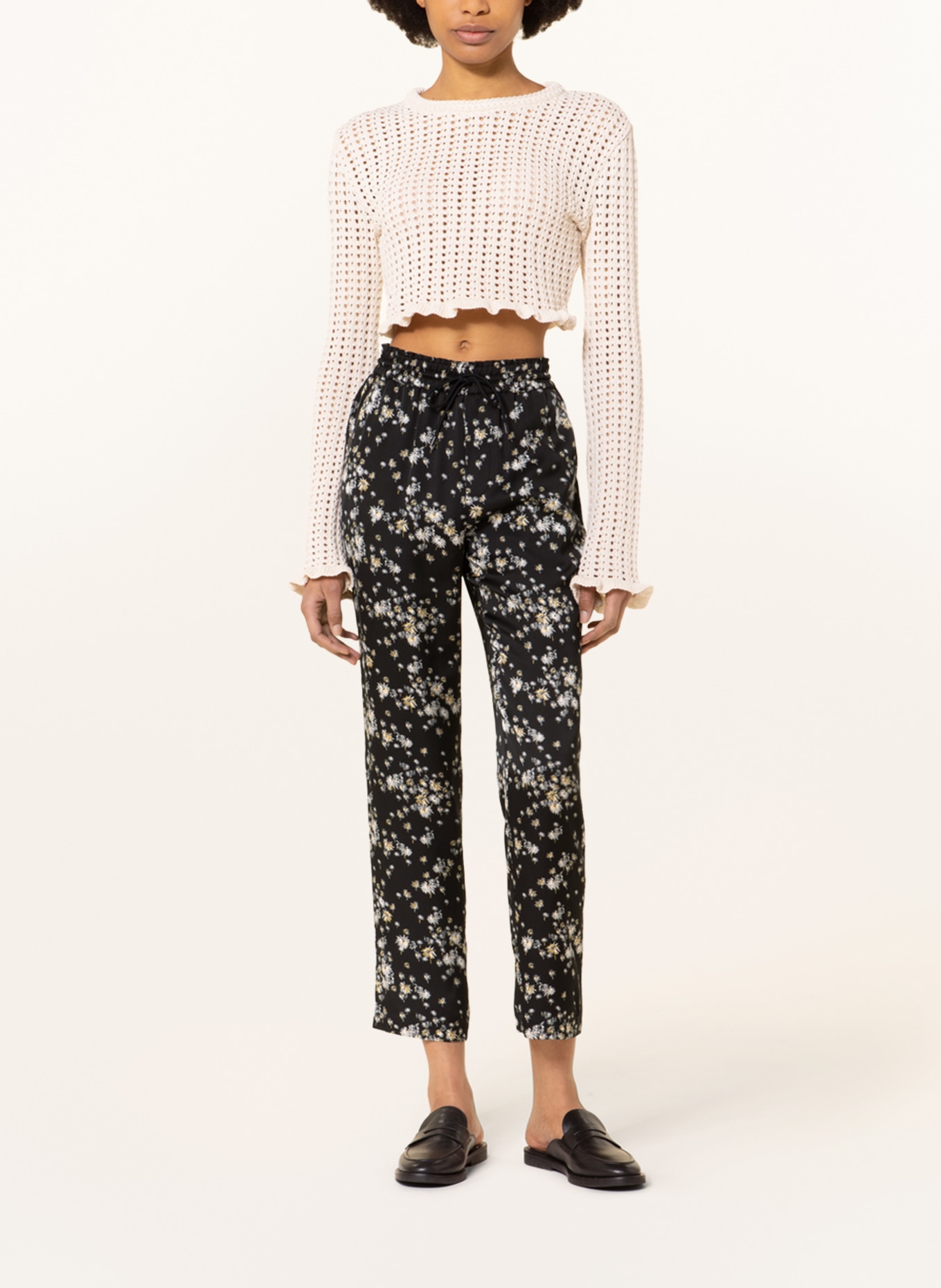 SCOTCH & SODA Trousers NINA in jogger style, Color: BLACK/ WHITE/ LIGHT YELLOW (Image 2)