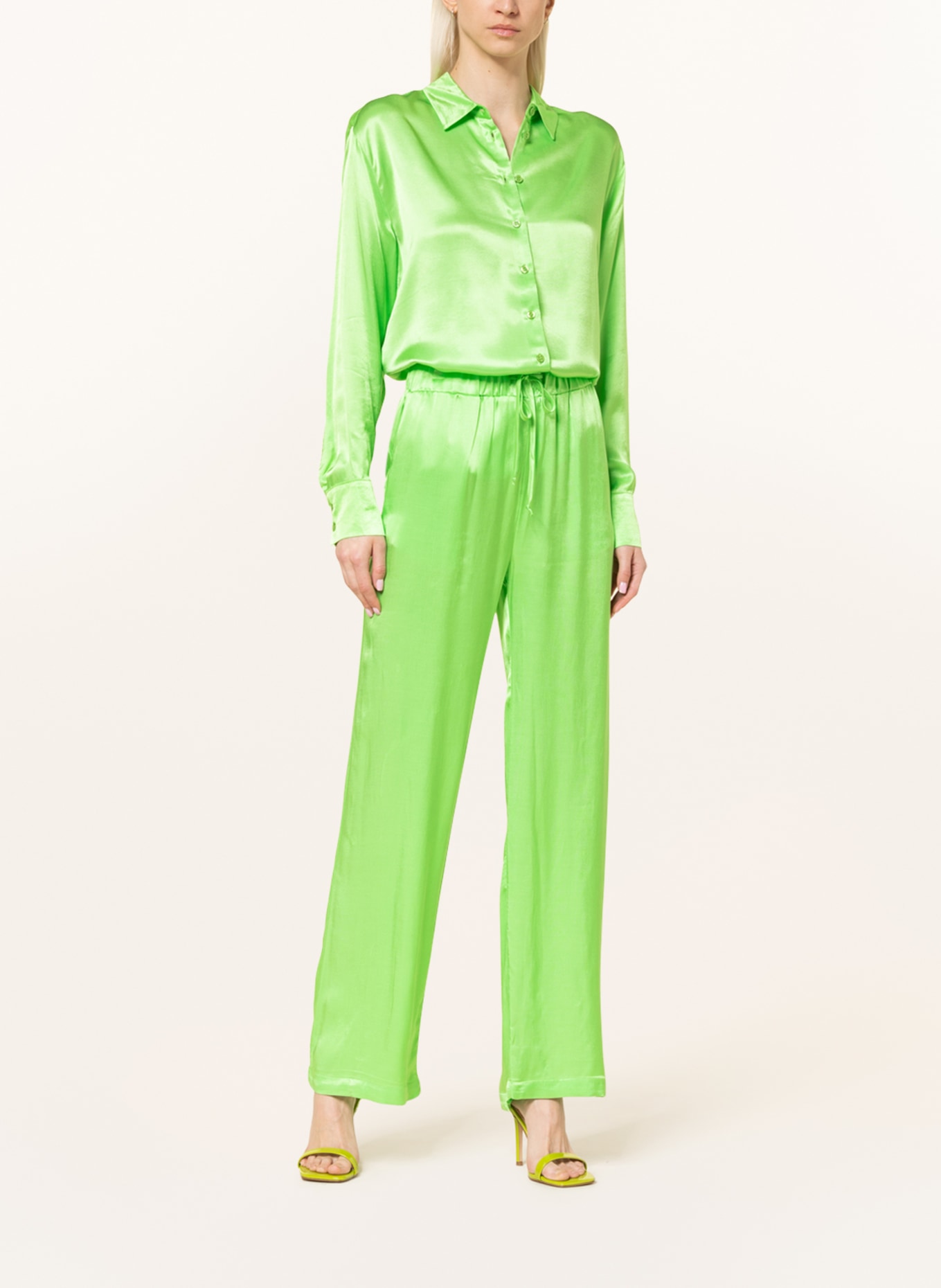 MRS & HUGS Satin trousers, Color: NEON GREEN (Image 2)