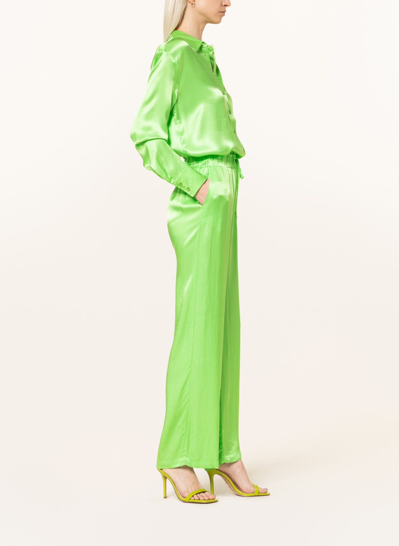 MRS & HUGS Satin trousers, Color: NEON GREEN (Image 4)