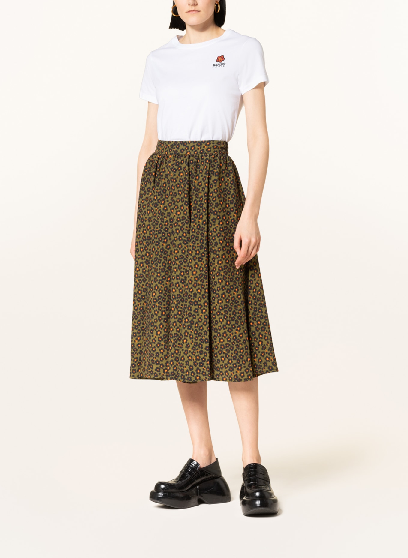 KENZO Skirt, Color: KHAKI/ BLACK/ ORANGE (Image 2)