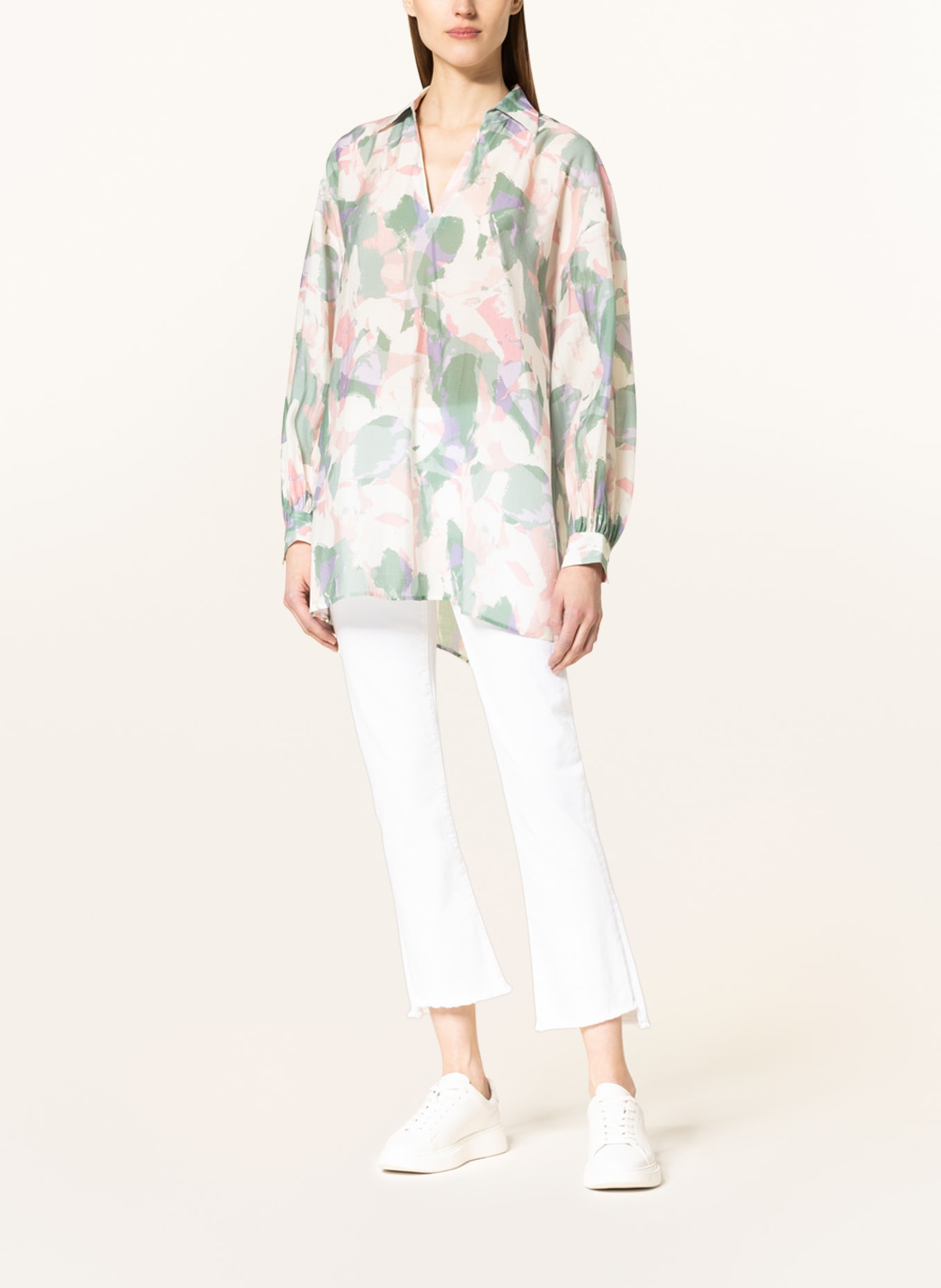 BOSS Shirt blouse BARRY, Color: ECRU/ OLIVE/ PINK (Image 2)