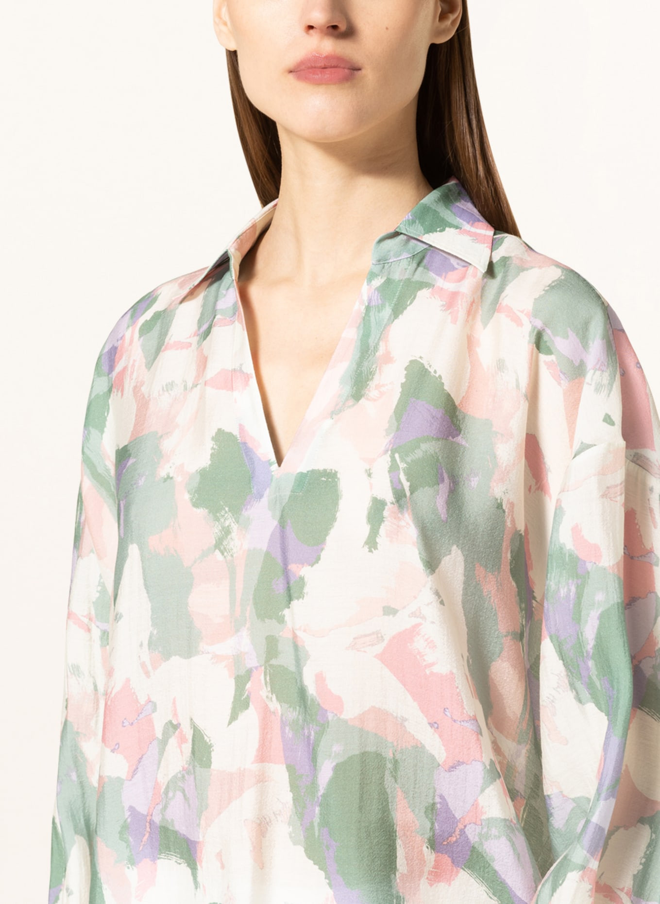BOSS Shirt blouse BARRY, Color: ECRU/ OLIVE/ PINK (Image 4)