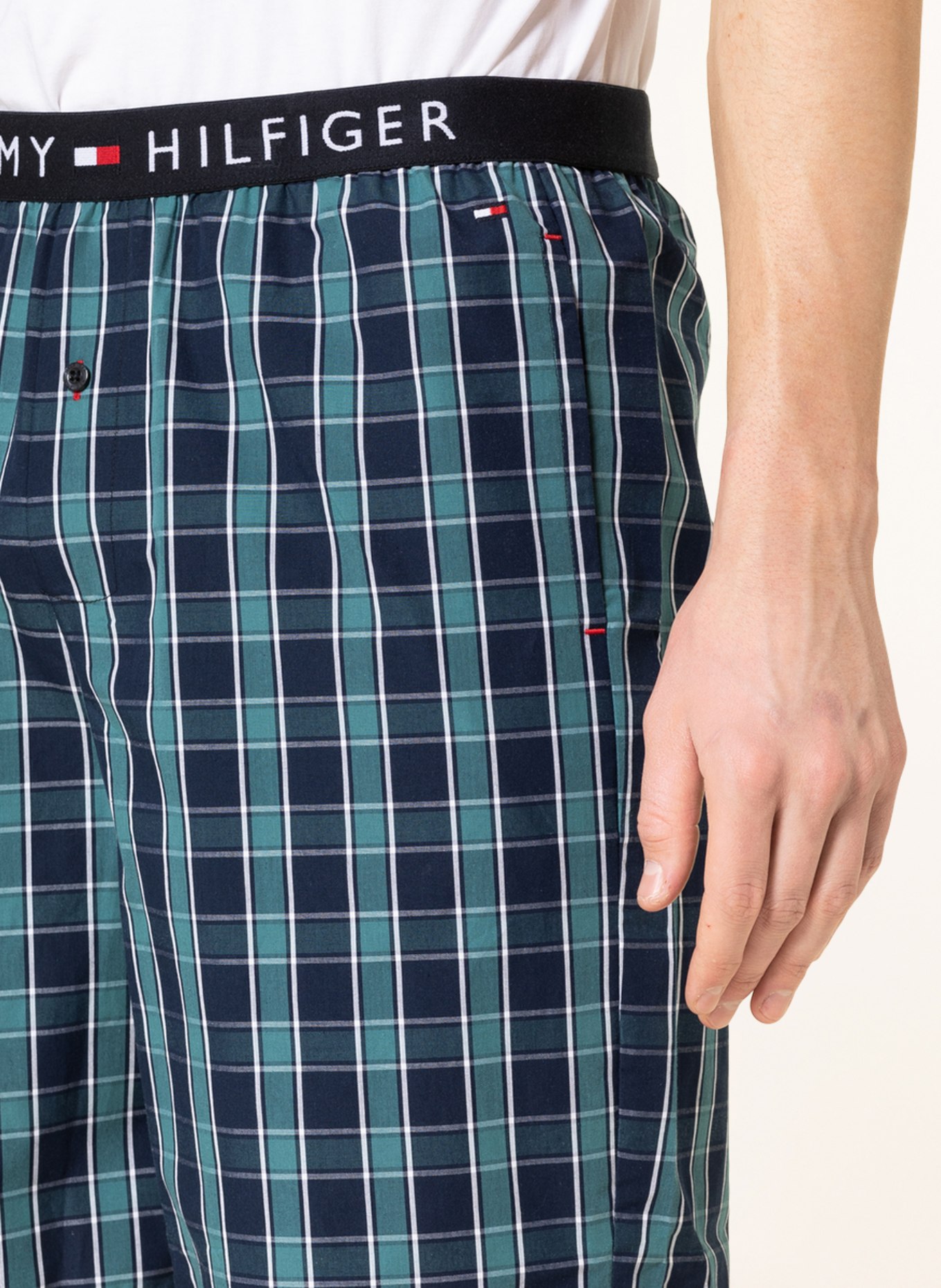 TOMMY HILFIGER Pajama shorts in dark blue teal white
