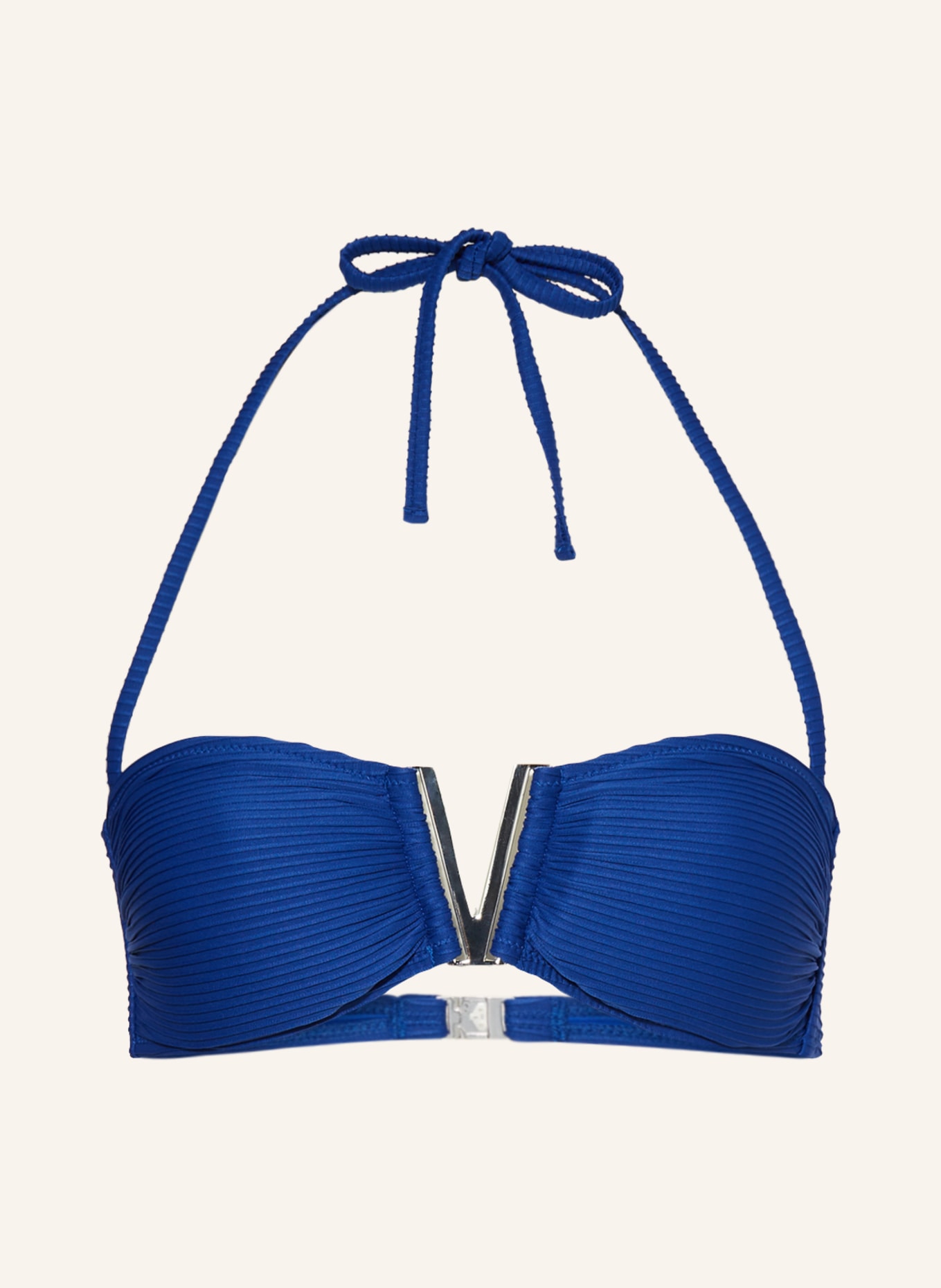 heidi klein Bandeau bikini top MALDIVIAN BLUE V BAR, Color: BLUE (Image 1)