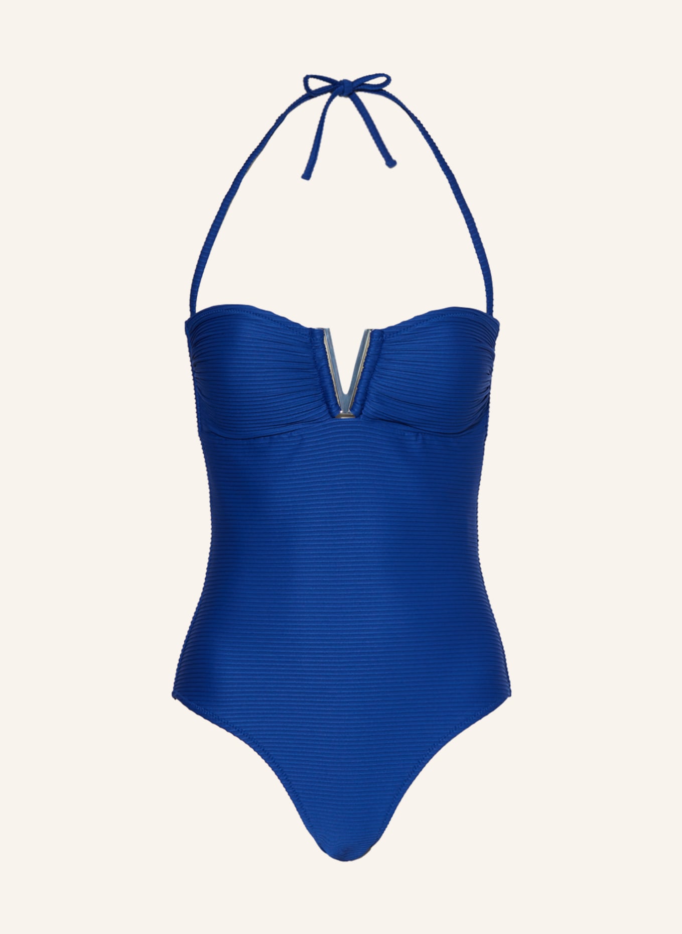 heidi klein Bandeau swimsuit MALDIVIAN BLUE V BAR, Color: BLUE (Image 1)