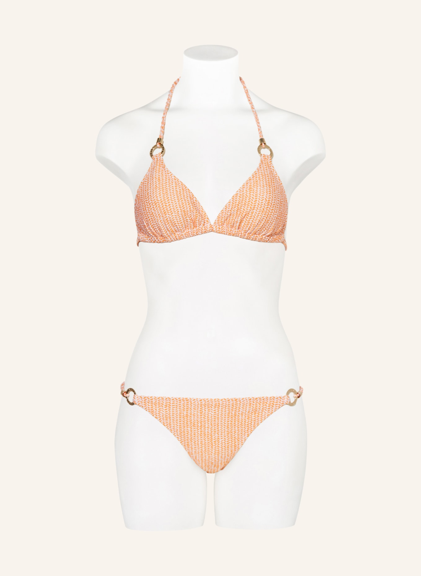 heidi klein Triangle bikini bottoms WALDORF WINDS, Color: ECRU/ ORANGE (Image 2)