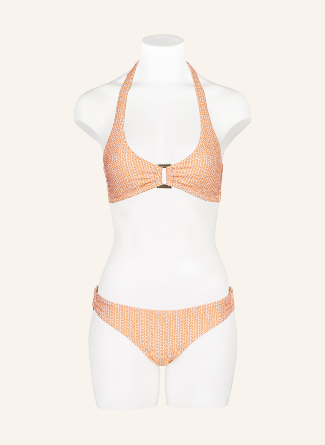 heidi klein Halter neck bikini top WALDORF WINDS, Color: ORANGE/ ECRU (Image 2)