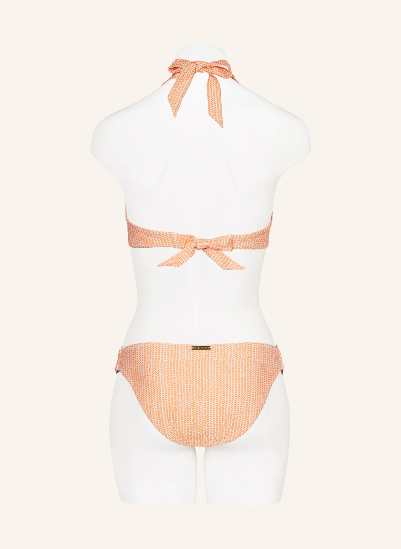 heidi klein Halter neck bikini top WALDORF WINDS, Color: ORANGE/ ECRU (Image 3)