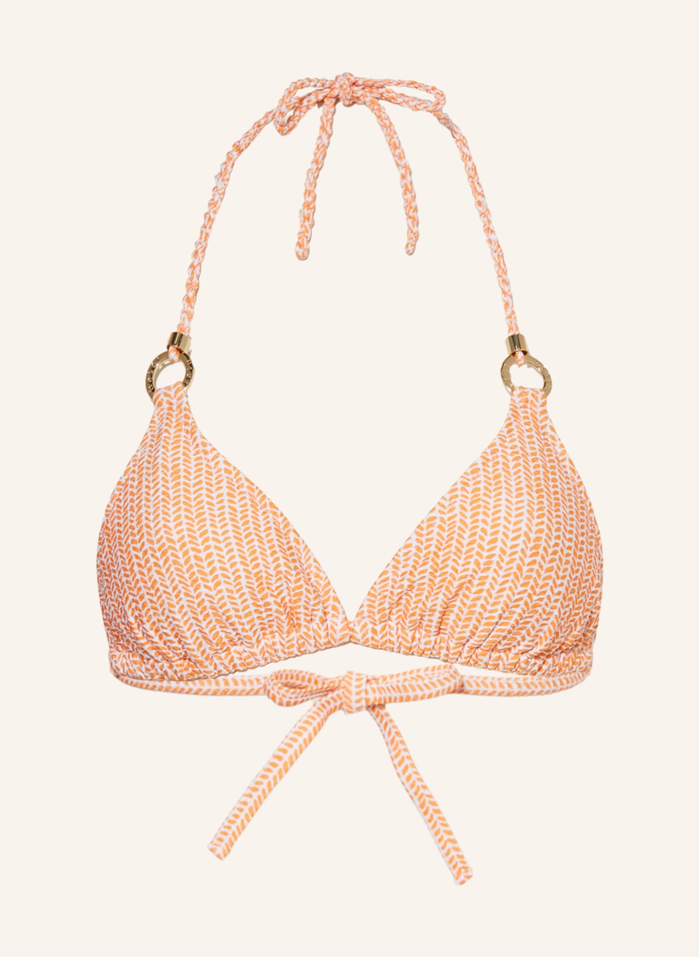 heidi klein Triangle bikini top WALDORF WINDS, Color: ORANGE/ ECRU (Image 1)