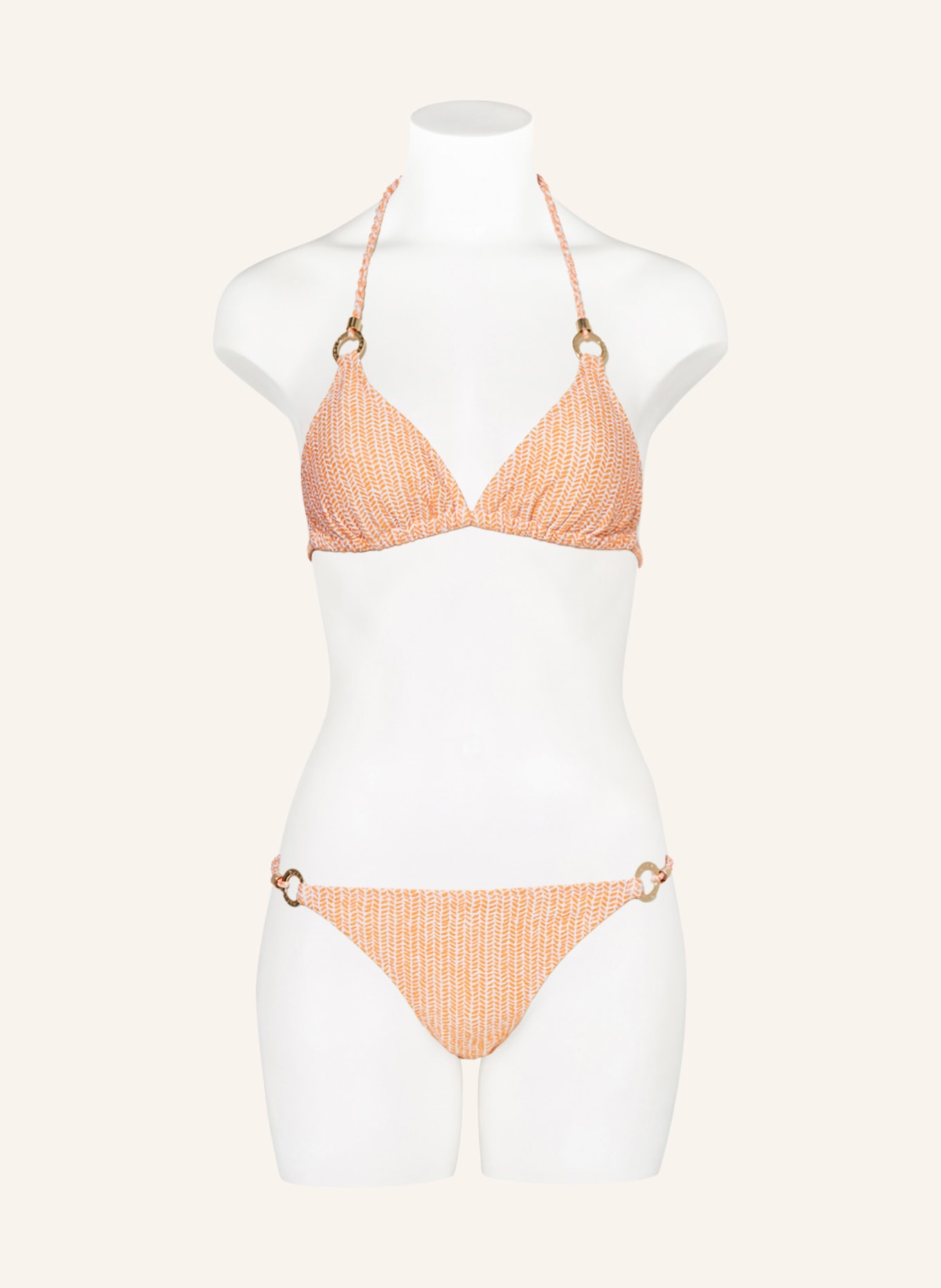 heidi klein Triangle bikini top WALDORF WINDS, Color: ORANGE/ ECRU (Image 2)