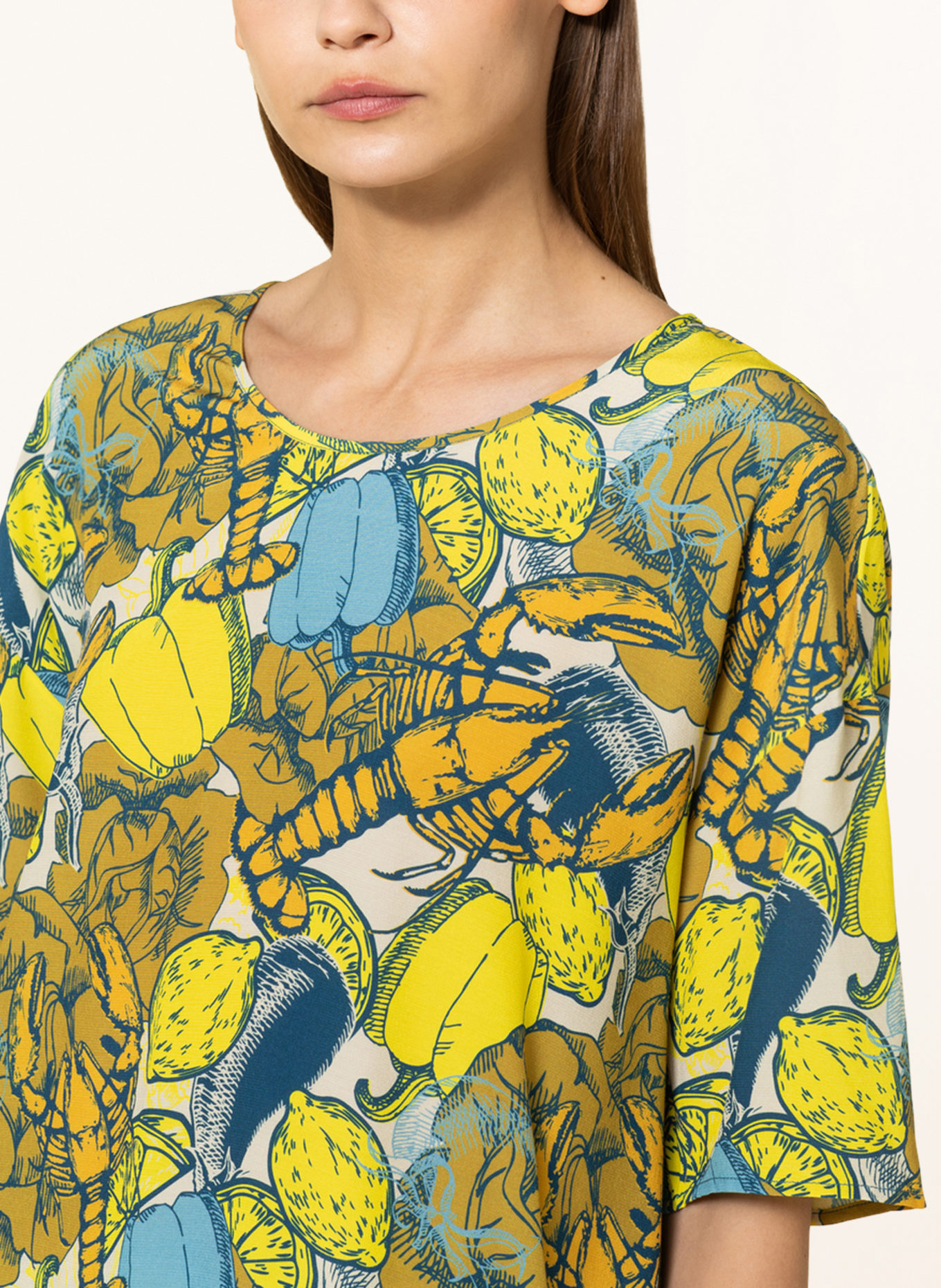 Delicatelove Shirt blouse PHILIPPA, Color: YELLOW/ DARK BLUE/ ORANGE (Image 4)