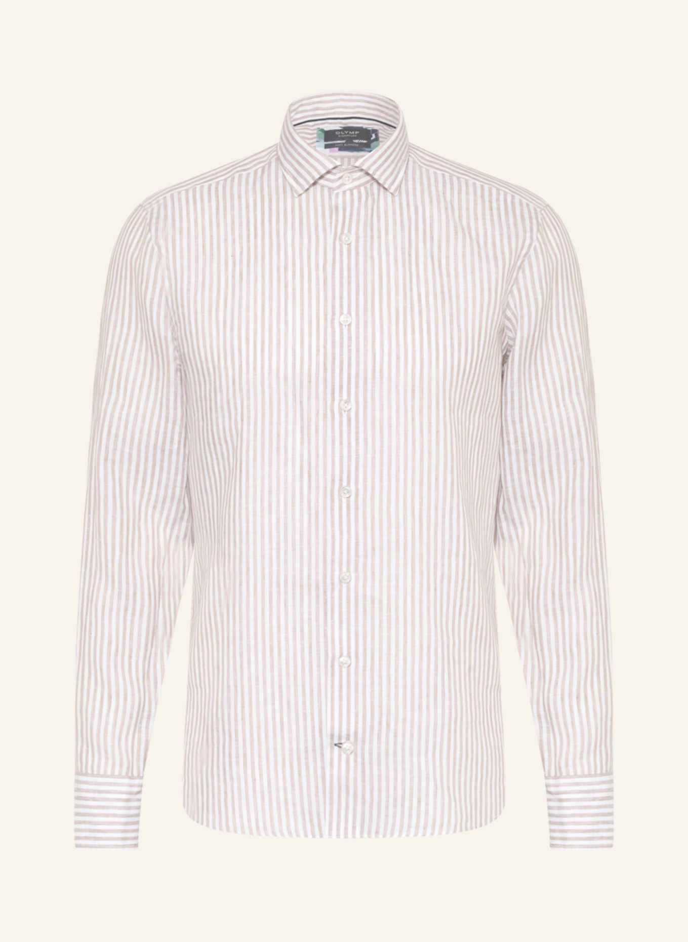 OLYMP SIGNATURE Leinenhemd Soft Business tailored fit, Farbe: BEIGE/ WEISS (Bild 1)