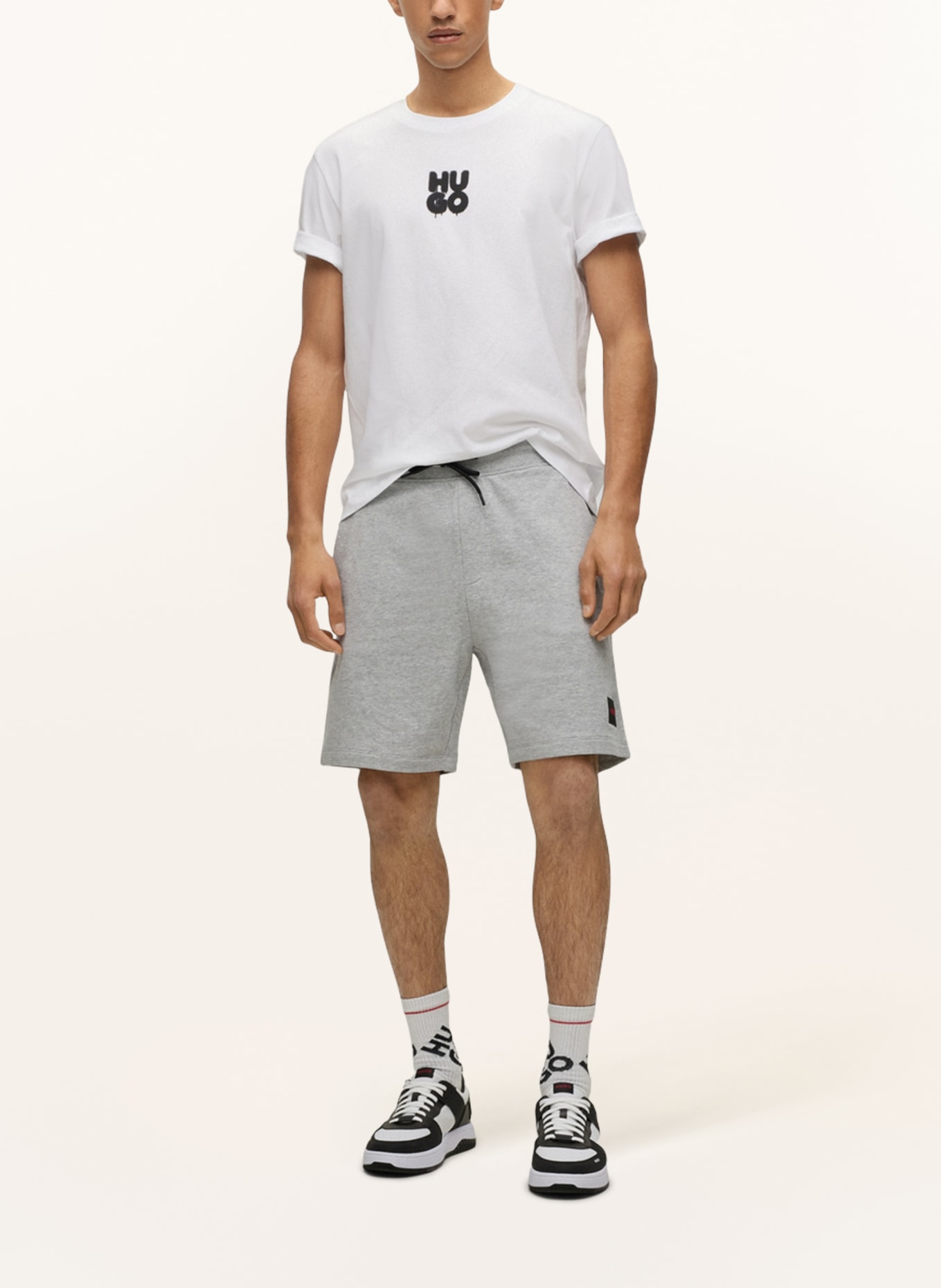 HUGO T-shirt DECALI, Color: WHITE/ BLACK (Image 2)