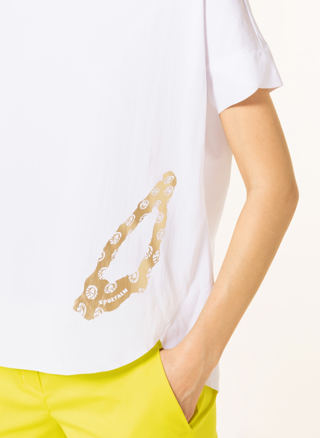 SPORTALM T-Shirt im Materialmix, Farbe: WEISS/ GOLD (Bild 4)