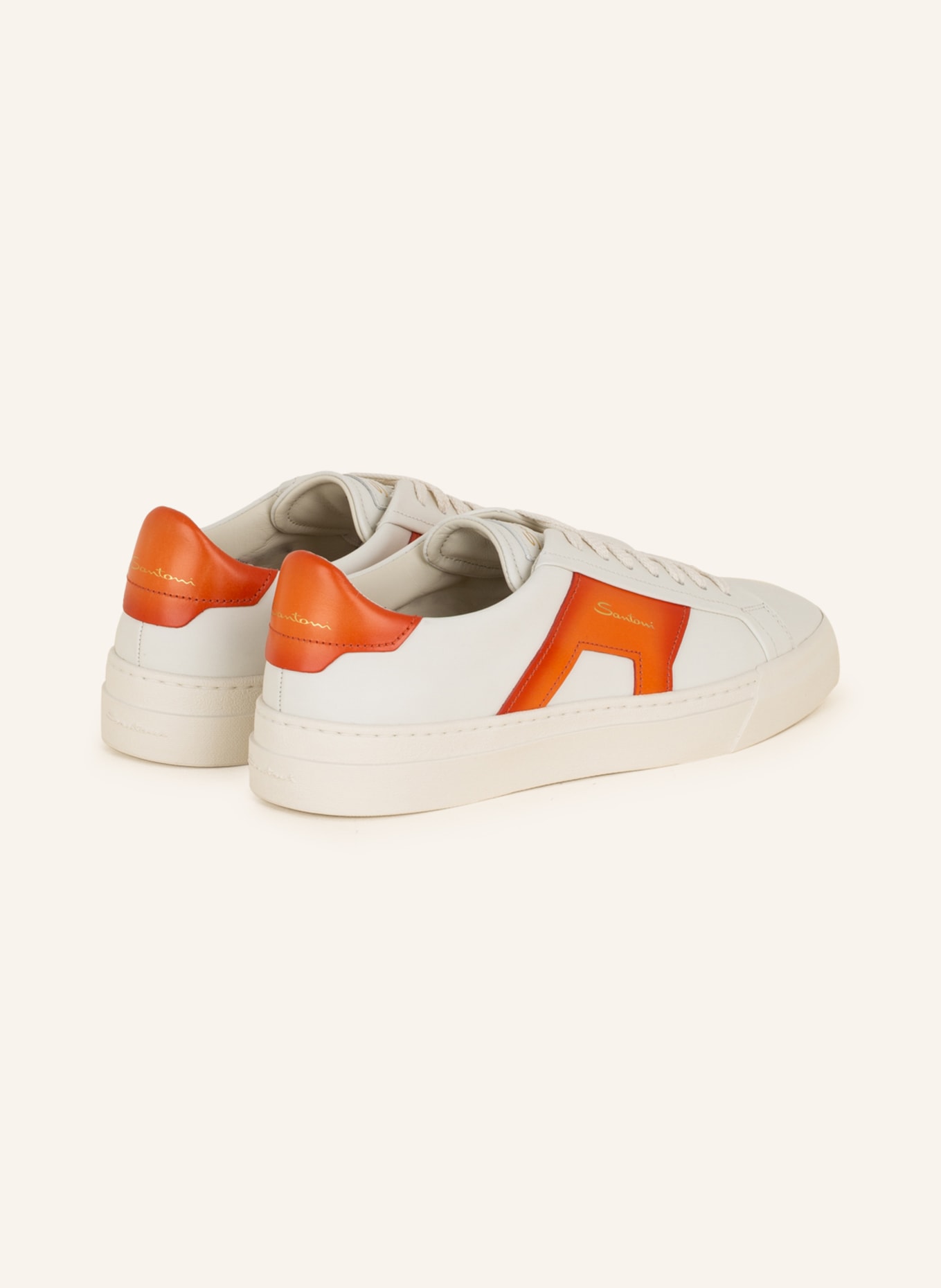 Santoni Sneakers, Color: WHITE/ ORANGE (Image 2)