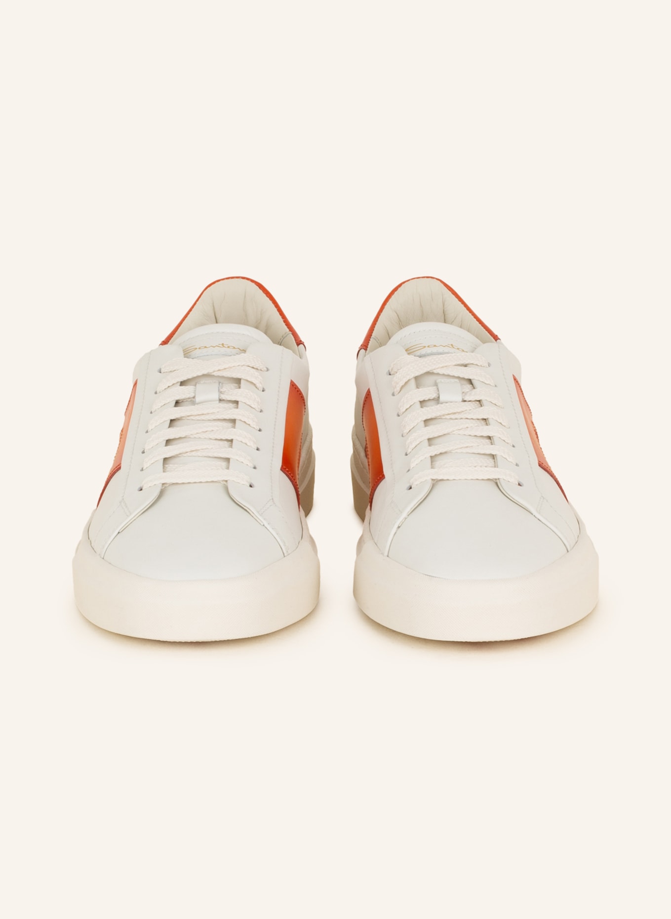 Santoni Sneakers, Color: WHITE/ ORANGE (Image 3)