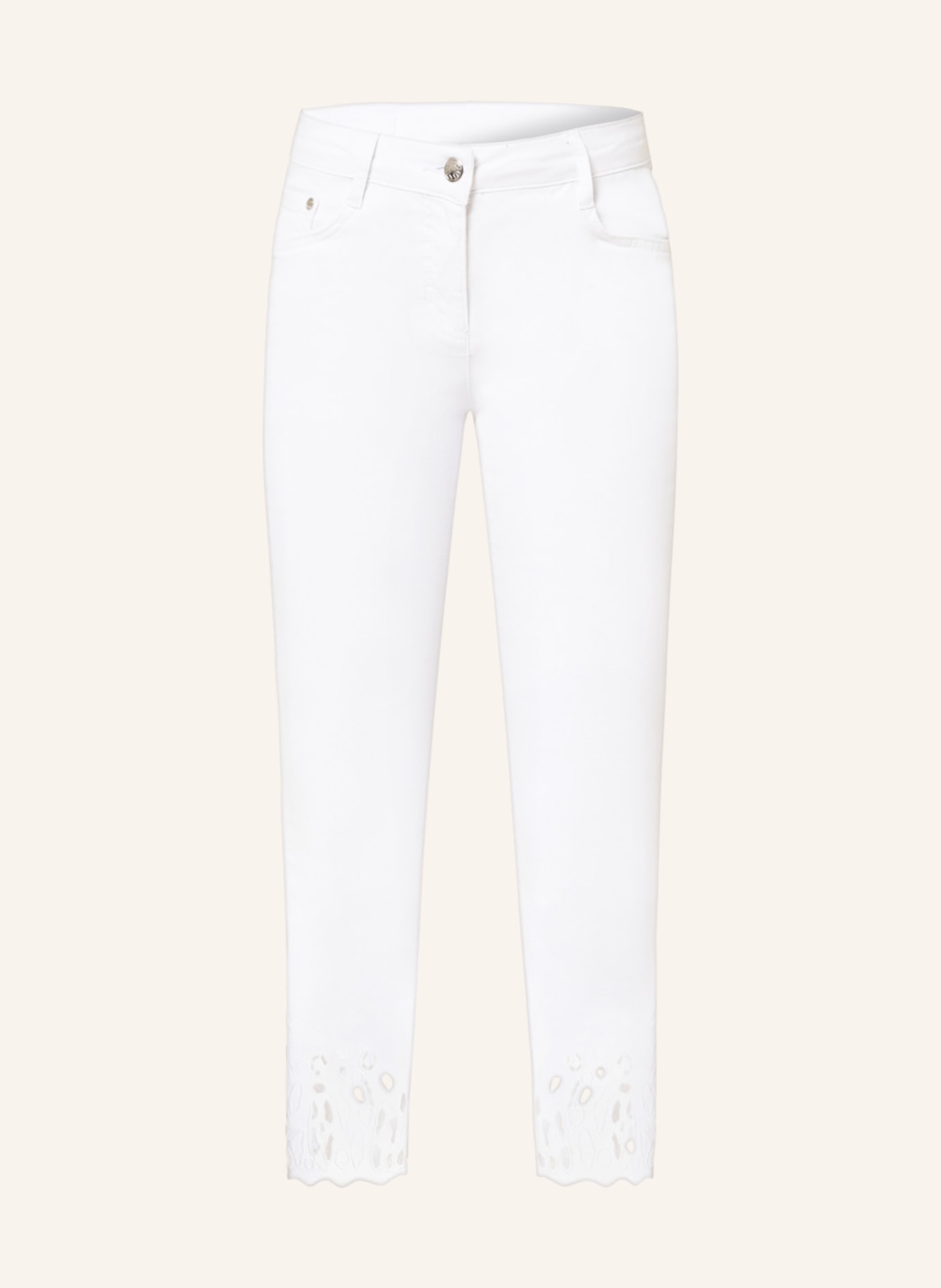 SPORTALM 7/8 jeans with embroidery, Color: 01 OPTICAL WHITE (Image 1)