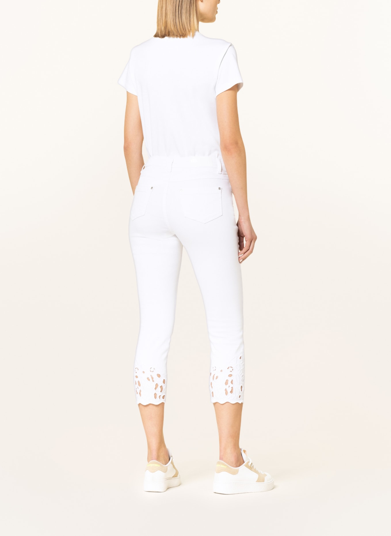 SPORTALM 7/8 jeans with embroidery, Color: 01 OPTICAL WHITE (Image 3)