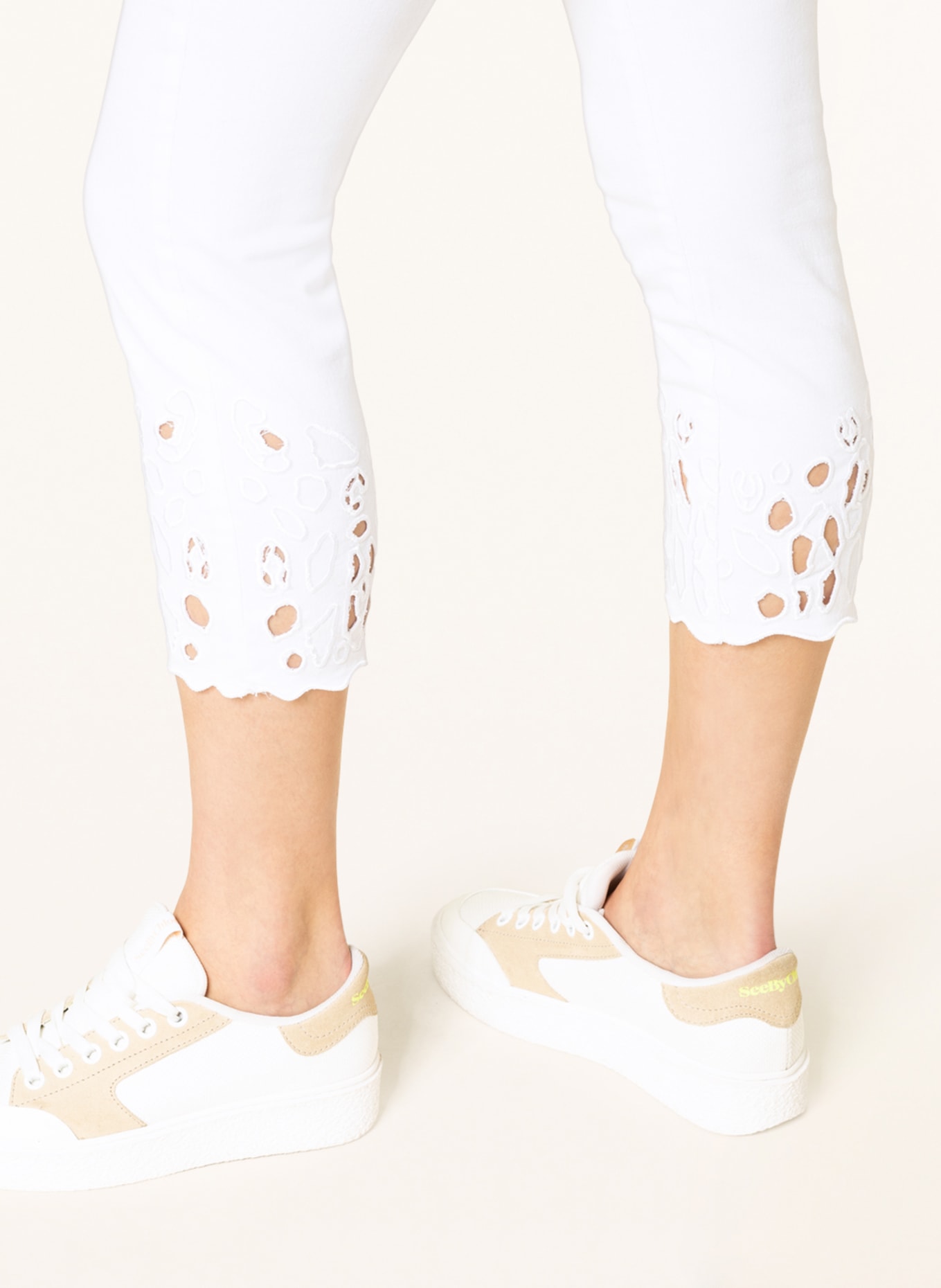 SPORTALM 7/8 jeans with embroidery, Color: 01 OPTICAL WHITE (Image 5)