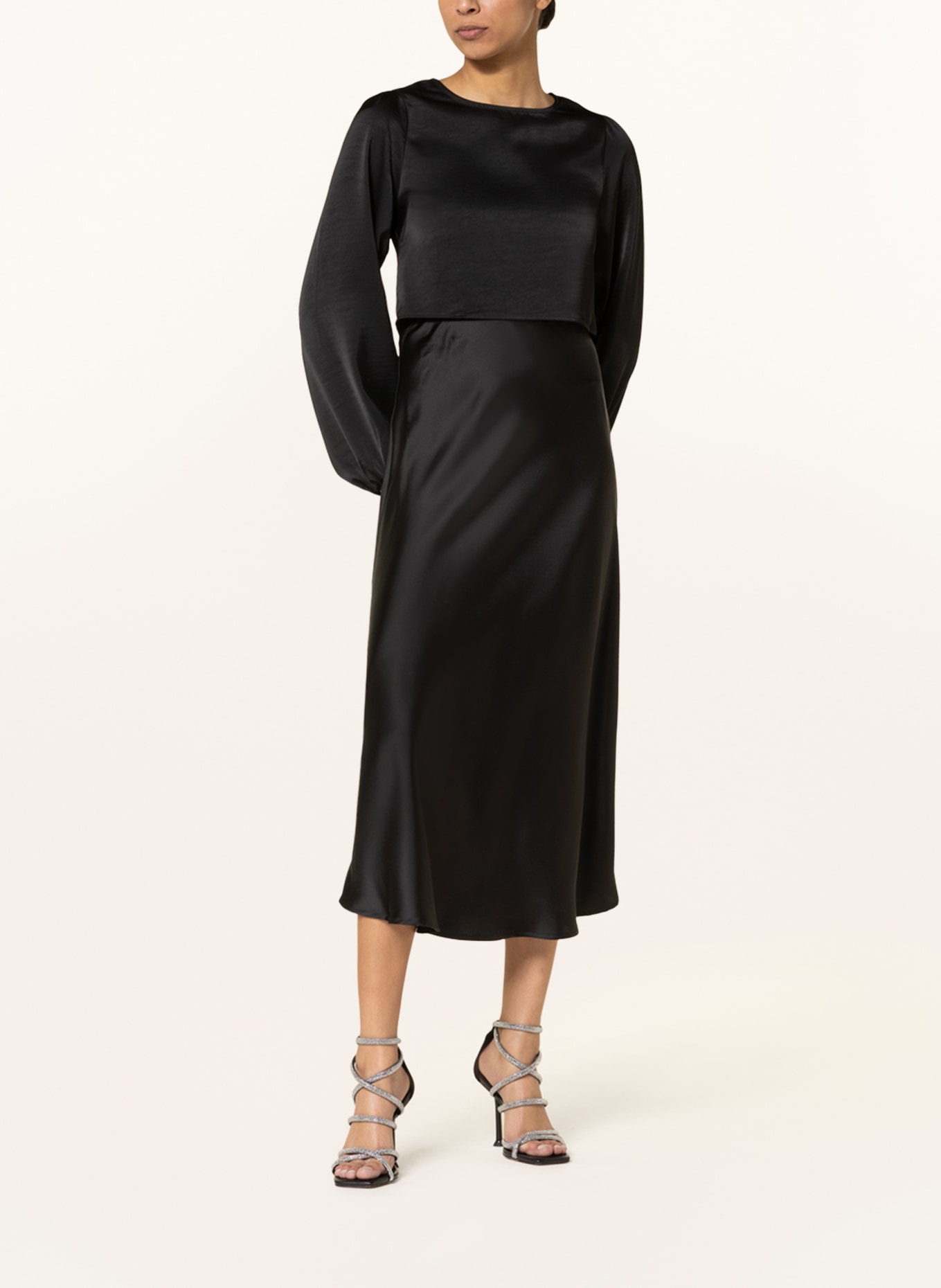NEO NOIR Satin skirt BOVARY, Color: BLACK (Image 2)