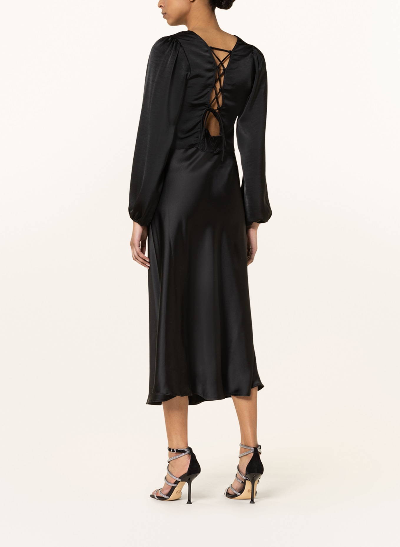 NEO NOIR Satin skirt BOVARY, Color: BLACK (Image 3)