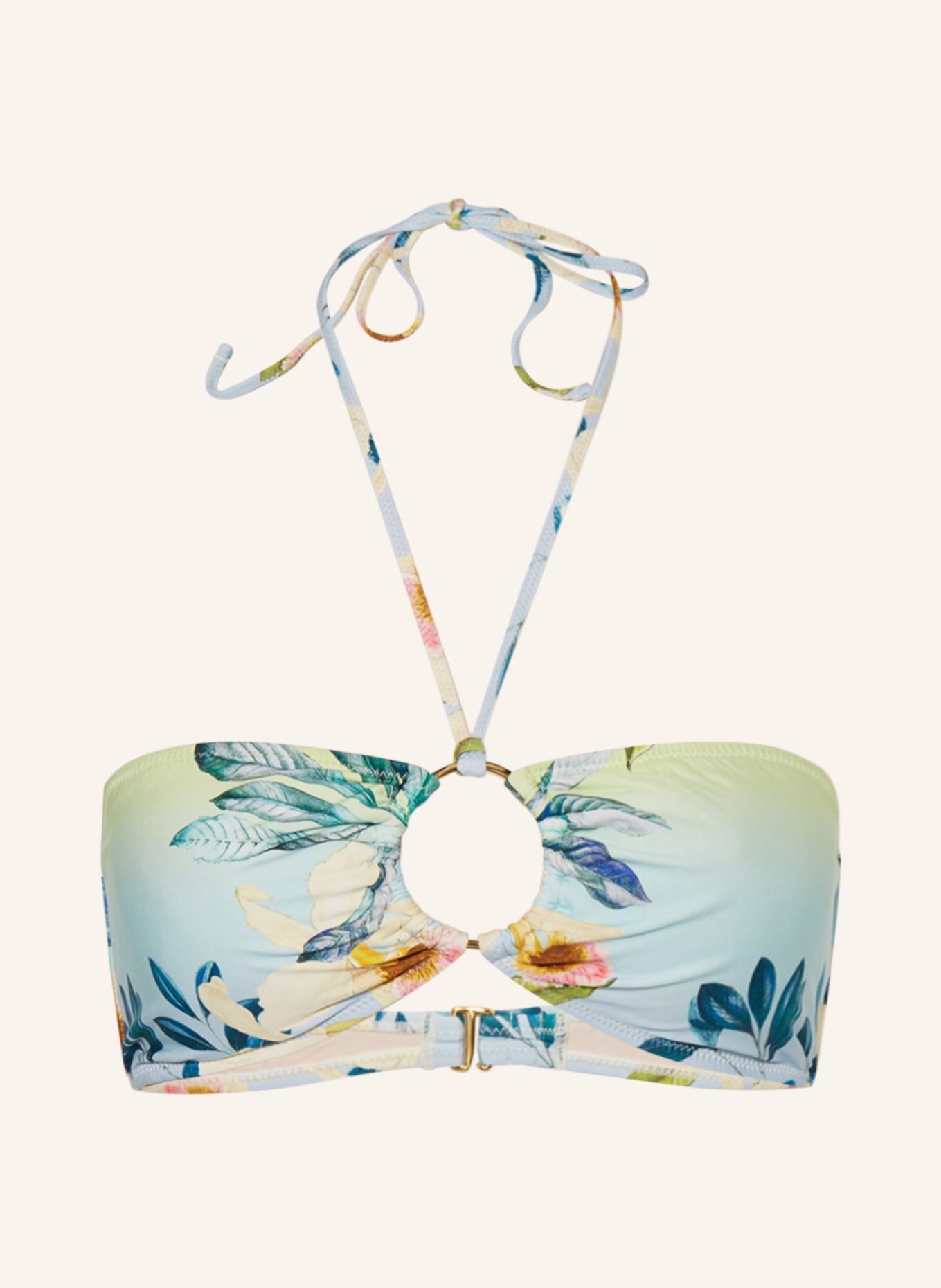 PILYQ Bandeau bikini top ROSIE, Color: LIGHT BLUE/ LIGHT GREEN/ TEAL (Image 1)