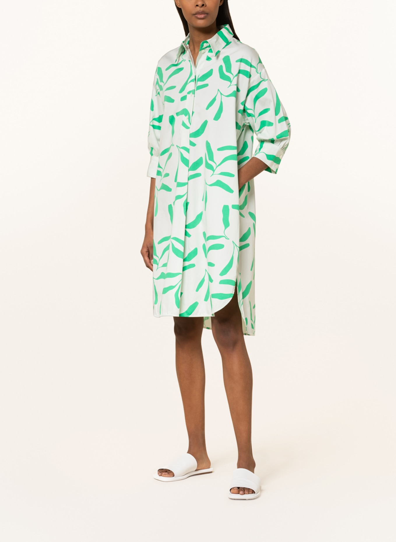 seidensticker Dress with 3/4 sleeves, Color: WHITE/ GREEN (Image 2)