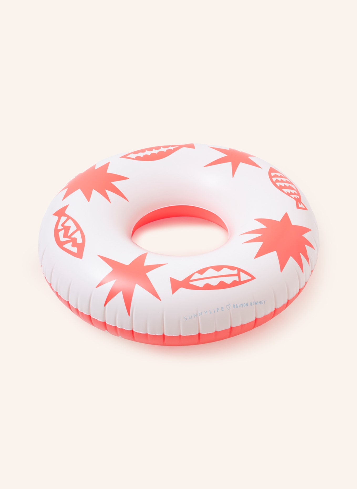 SUNNYLIFE Swimming ring DE PLAYA, Color: SALMON/ WHITE (Image 1)