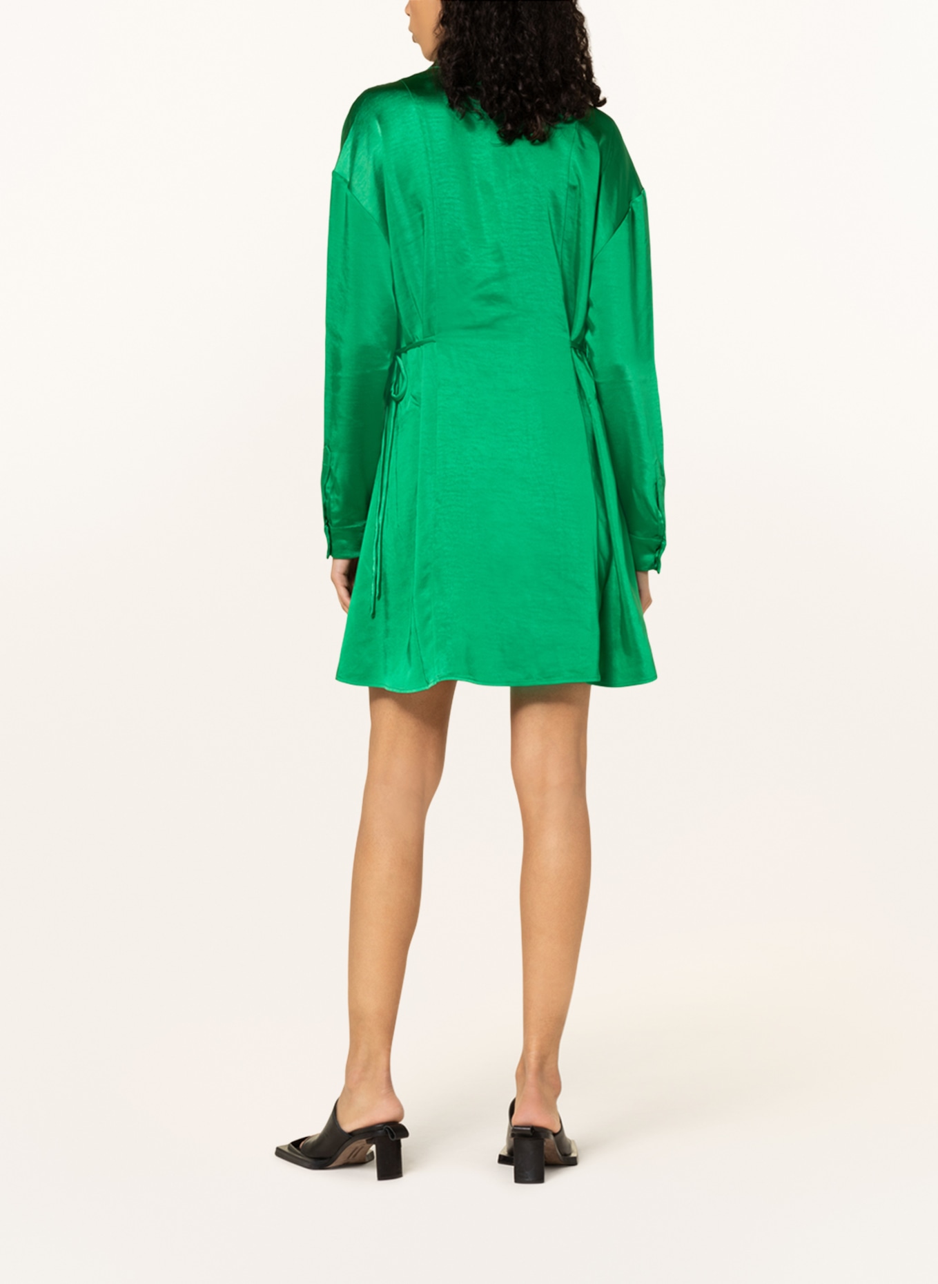 HUGO Shirt dress KELESTE made of satin, Color: GREEN (Image 3)