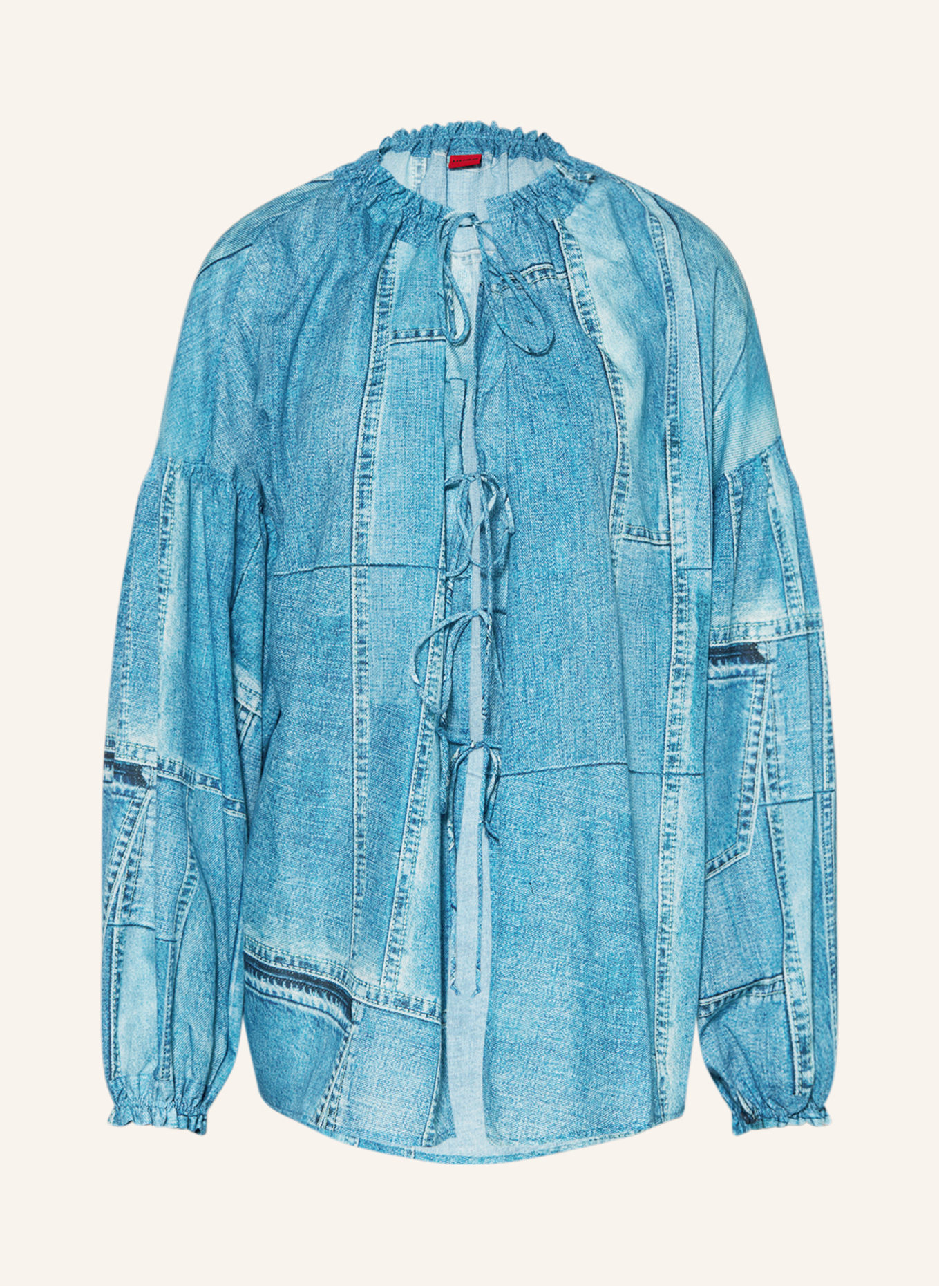 HUGO Oversized shirt blouse EMMALINE in denim look, Color: BLUE (Image 1)