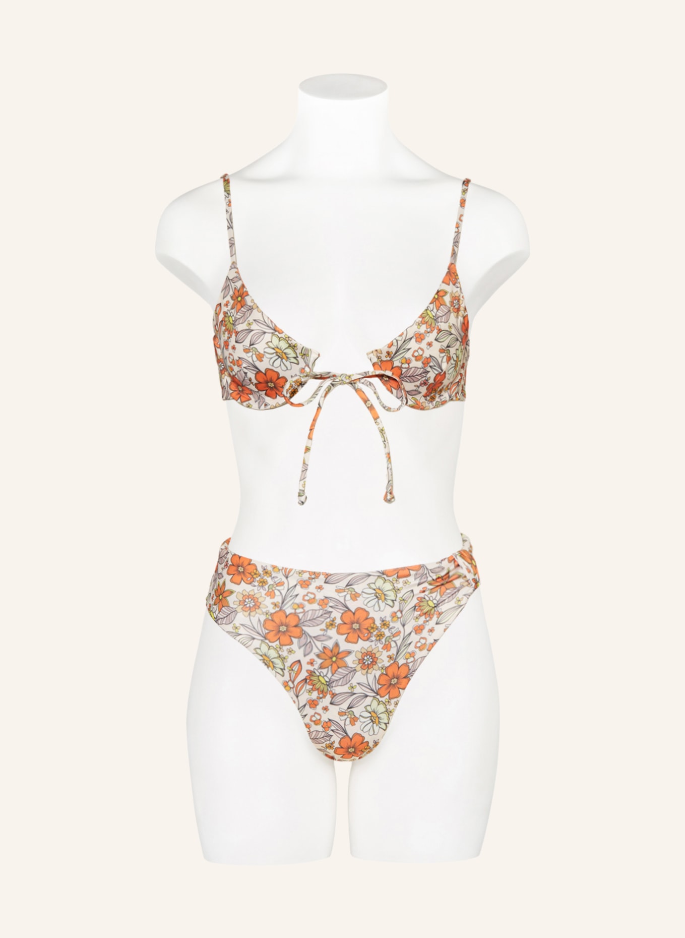 espadrij l'originale Bügel-Bikini-Top ELIAN: ORANGE / CREME / HELLGRÜN