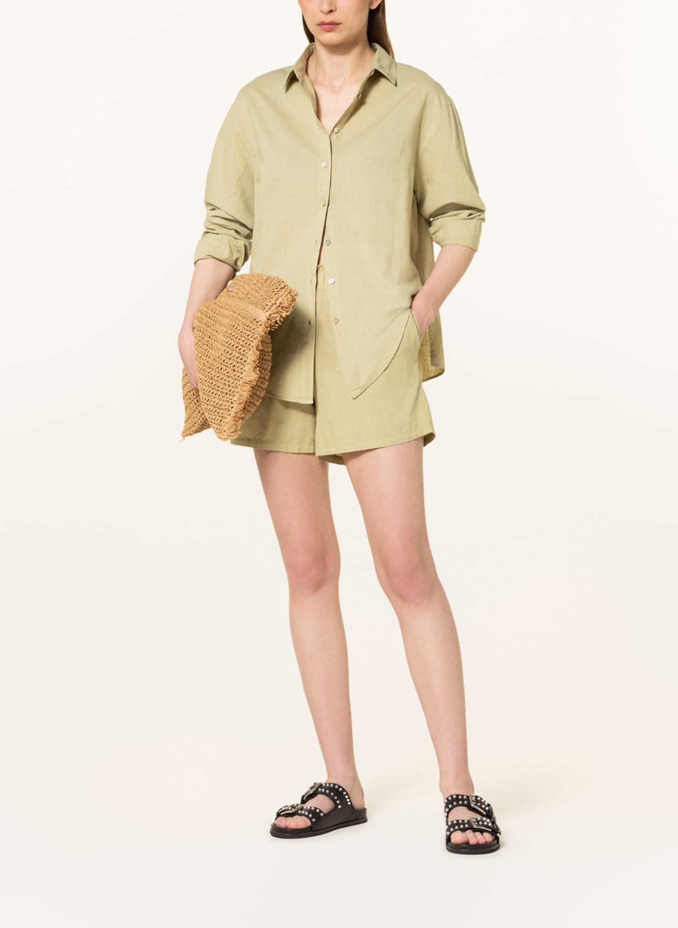 espadrij l'originale Shirt blouse EVE with linen, Color: LIGHT GREEN (Image 2)