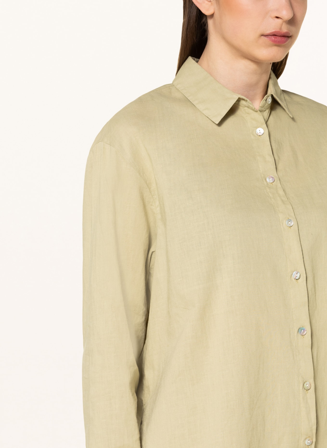 espadrij l'originale Shirt blouse EVE with linen, Color: LIGHT GREEN (Image 4)
