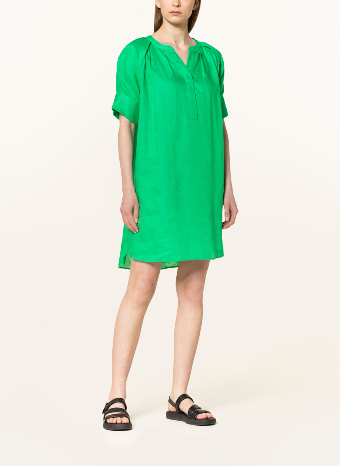 REPEAT Linen dress, Color: GREEN (Image 2)