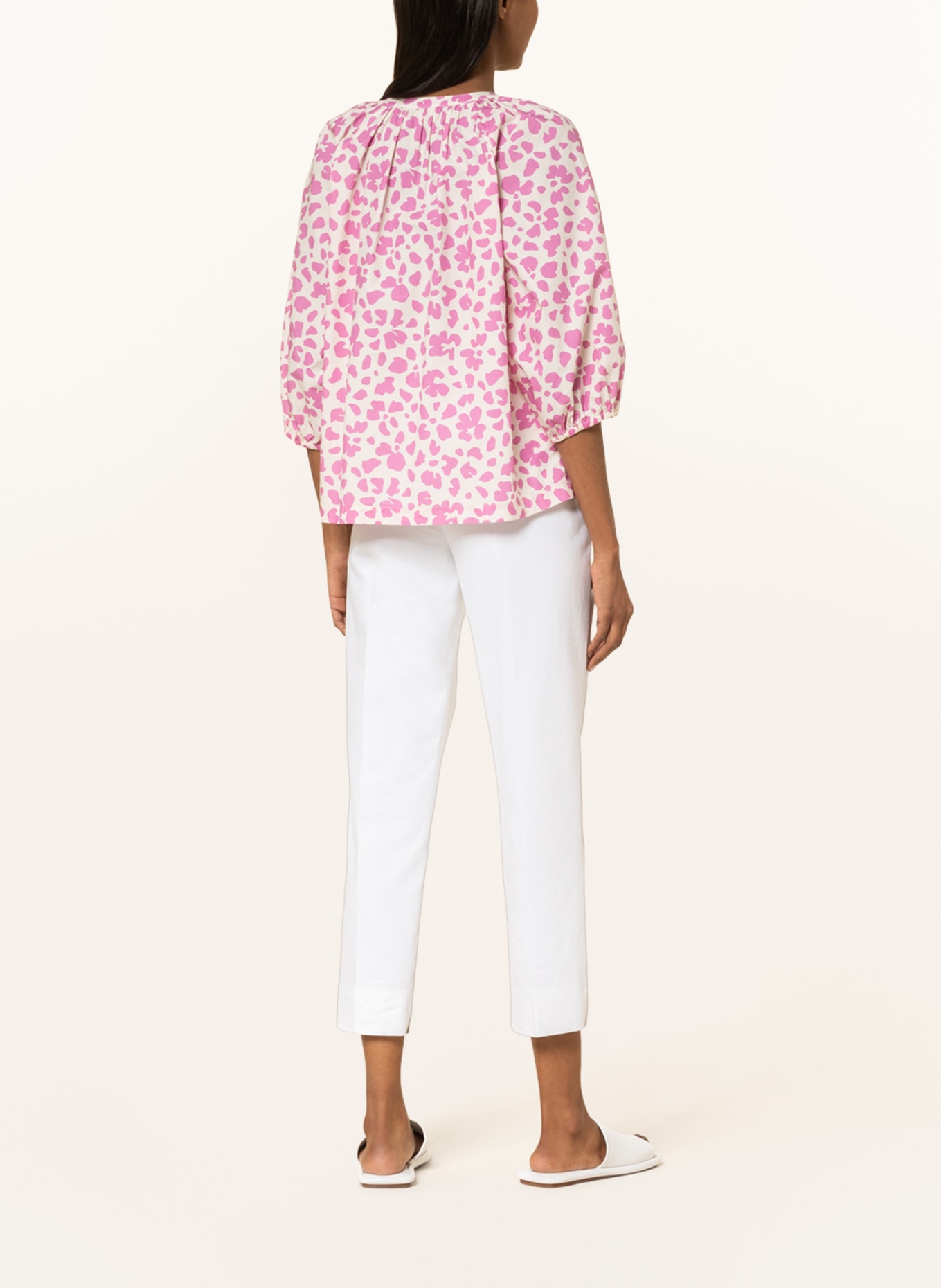 REPEAT Blouse with 3/4 sleeves, Color: ECRU/ PINK (Image 3)