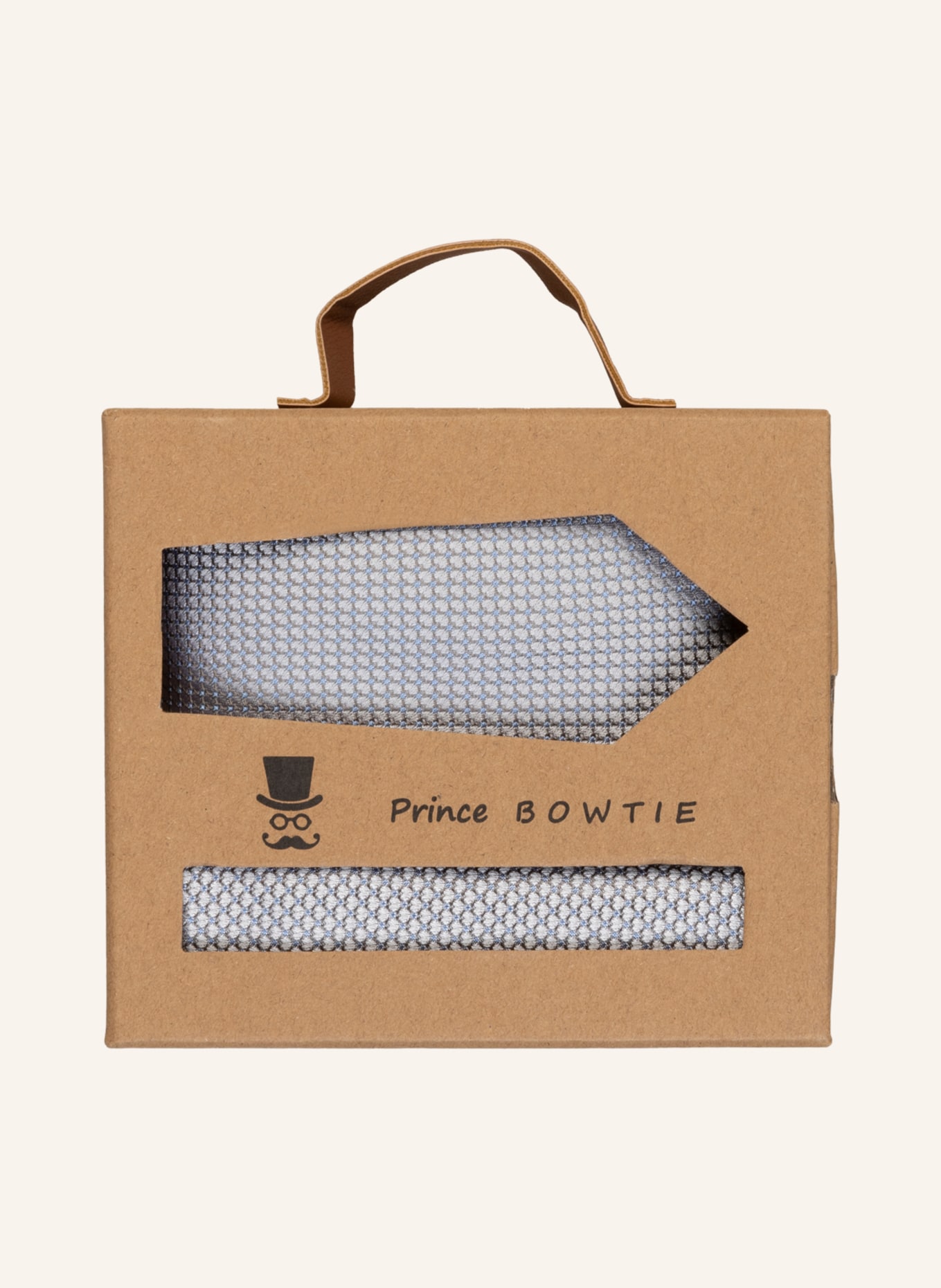 Prince BOWTIE Set: Tie and pocket square, Color: GRAY/ BLUE (Image 1)