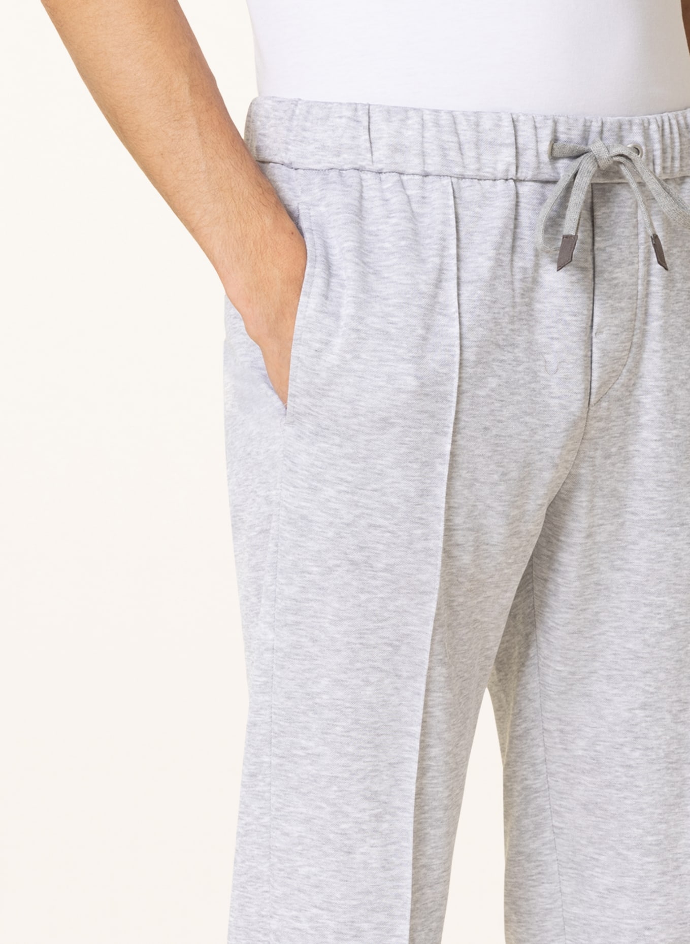 PESERICO Piqué pants in jogger style, extra slim fit, Color: LIGHT GRAY (Image 5)