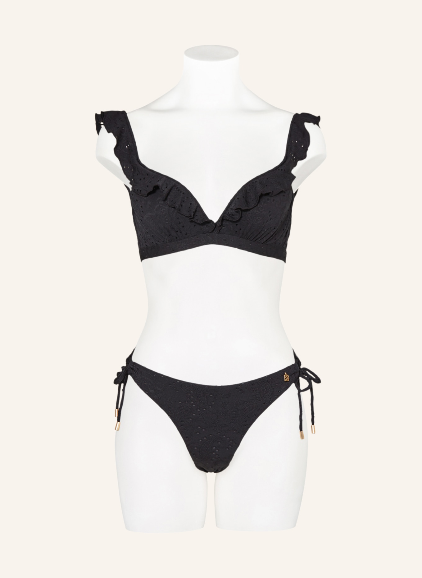 BEACHLIFE Underwired bikini top BLACK EMBROIDERY, Color: BLACK (Image 2)