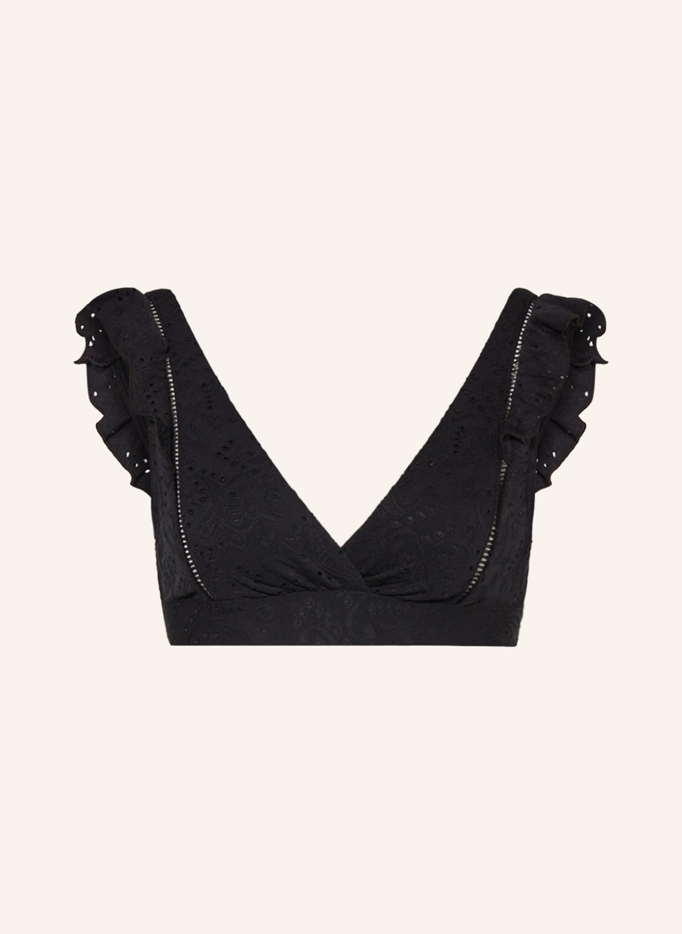 BEACHLIFE Bralette bikini top BLACK EMBROIDERY, Color: BLACK (Image 1)