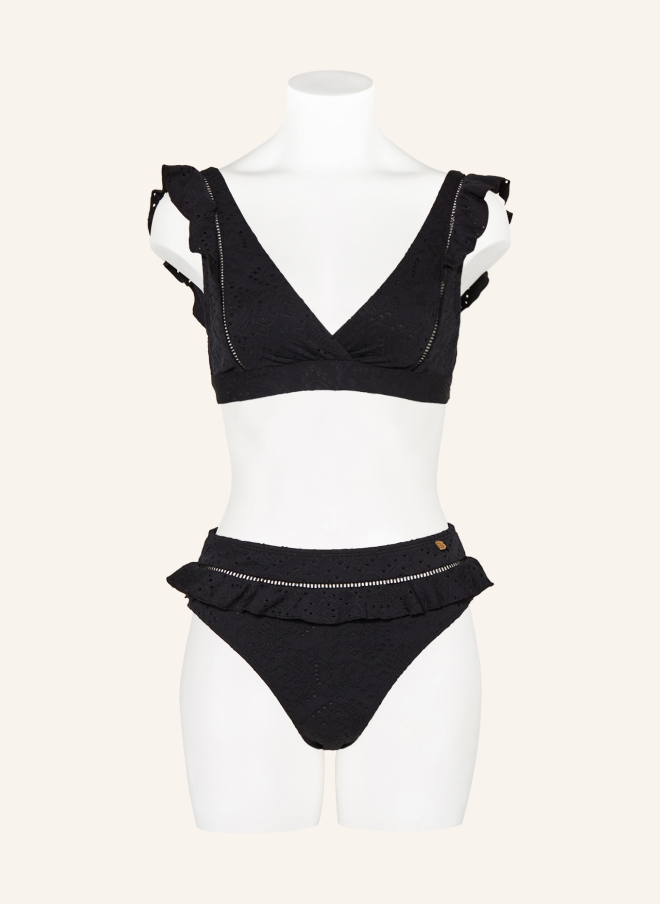 BEACHLIFE Bralette bikini top BLACK EMBROIDERY, Color: BLACK (Image 2)