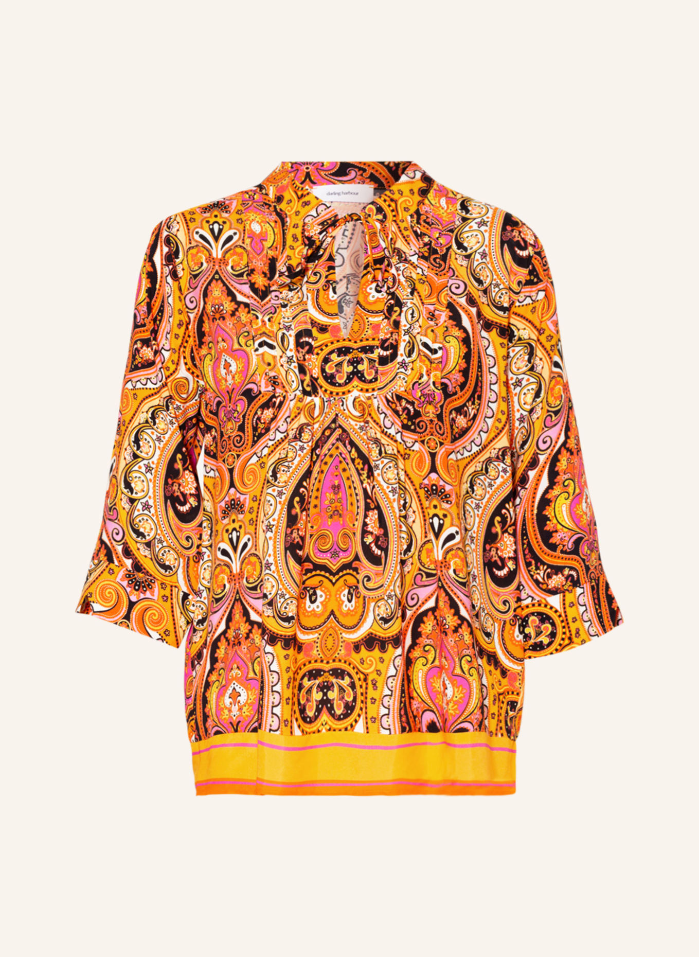 darling harbour Shirt blouse with 3/4 sleeves, Color: ORANGE/ BLACK/ PINK (Image 1)