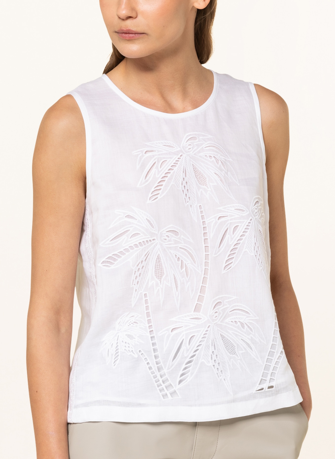 MaxMara STUDIO Blouse top GIOSTRA with broderie anglaise, Color: WHITE (Image 4)