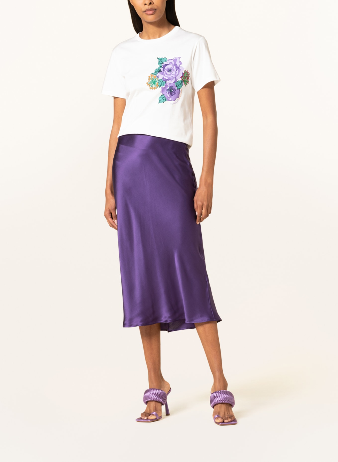 WEEKEND MaxMara T-shirt LUIS with decorative beads, Color: WHITE/ GREEN/ PURPLE (Image 2)