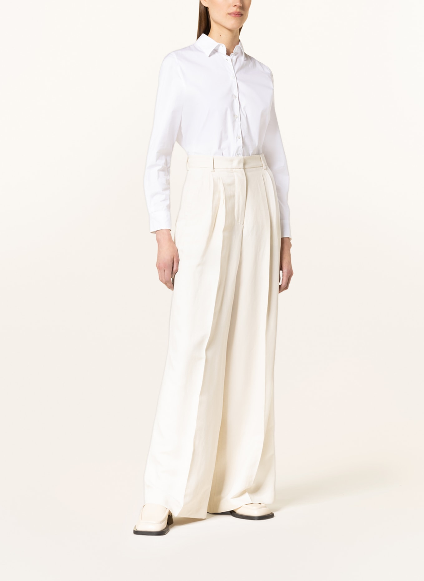 WEEKEND MaxMara Wide leg trousers AUSONIA with linen, Color: CREAM (Image 2)