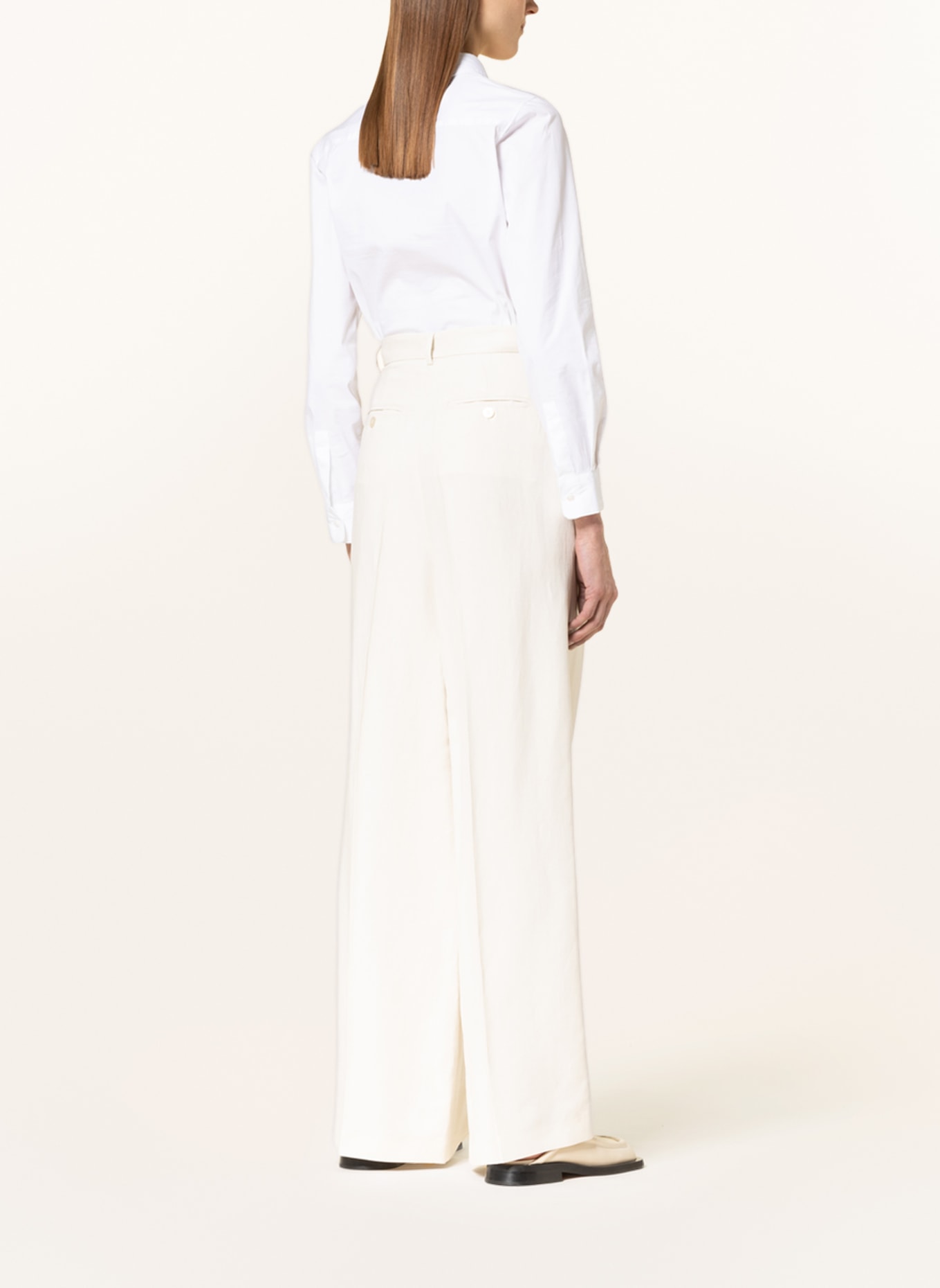 WEEKEND MaxMara Wide leg trousers AUSONIA with linen, Color: CREAM (Image 3)